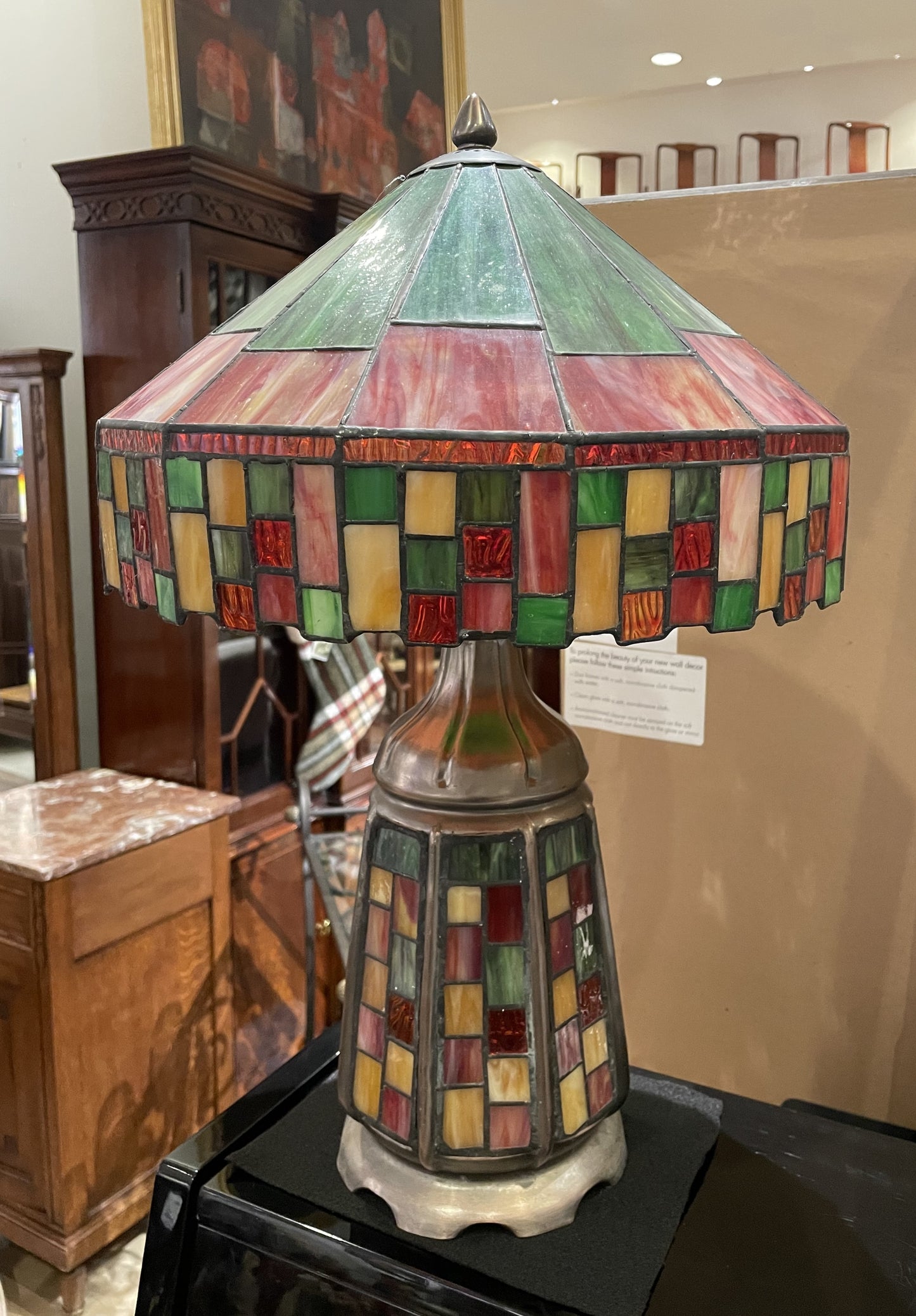 Colorful Geometric Stained Glass Lamp (9K71AK)