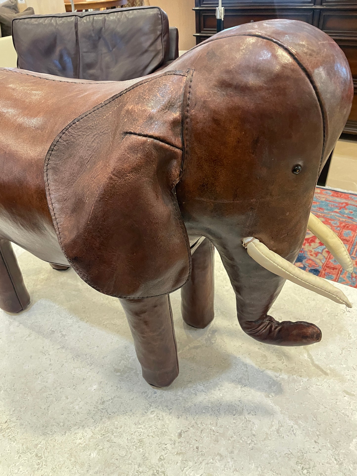 Dimitri Omersa for Abercrombie and Fitch Leather Elephant Footstool
