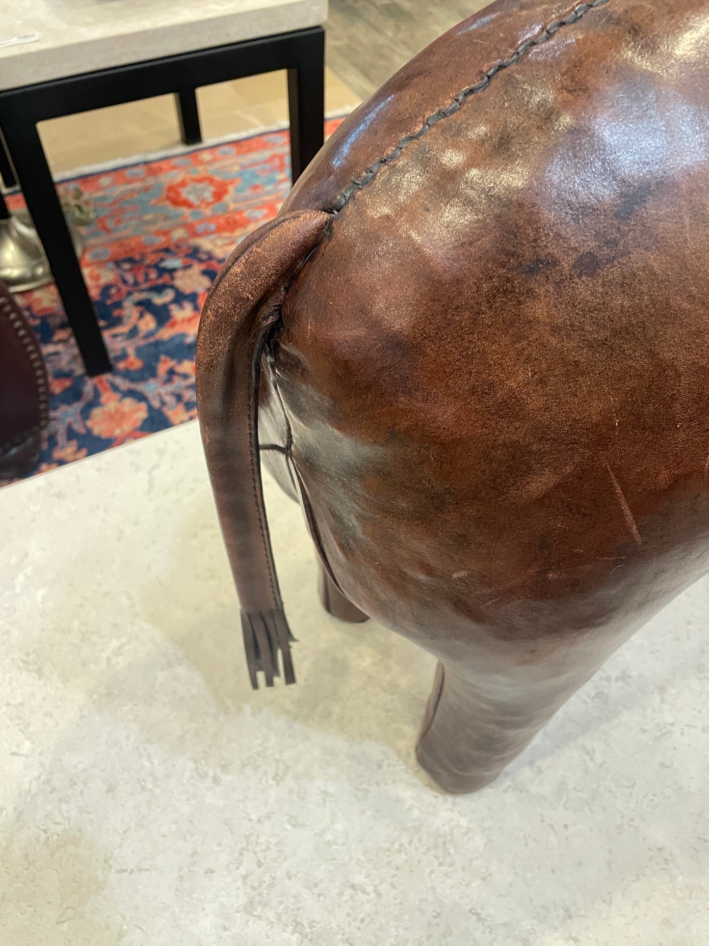 Dimitri Omersa for Abercrombie and Fitch Leather Elephant Footstool