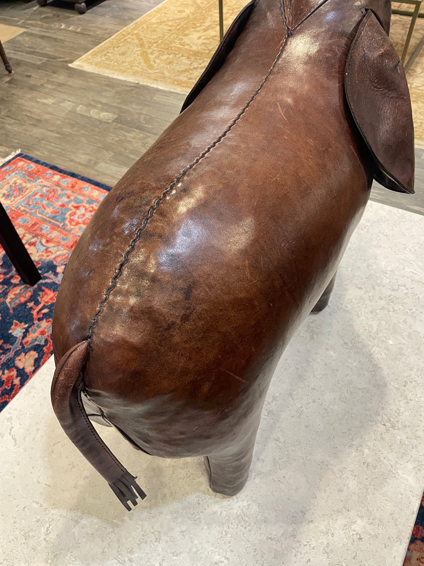 Dimitri Omersa for Abercrombie and Fitch Leather Elephant Footstool