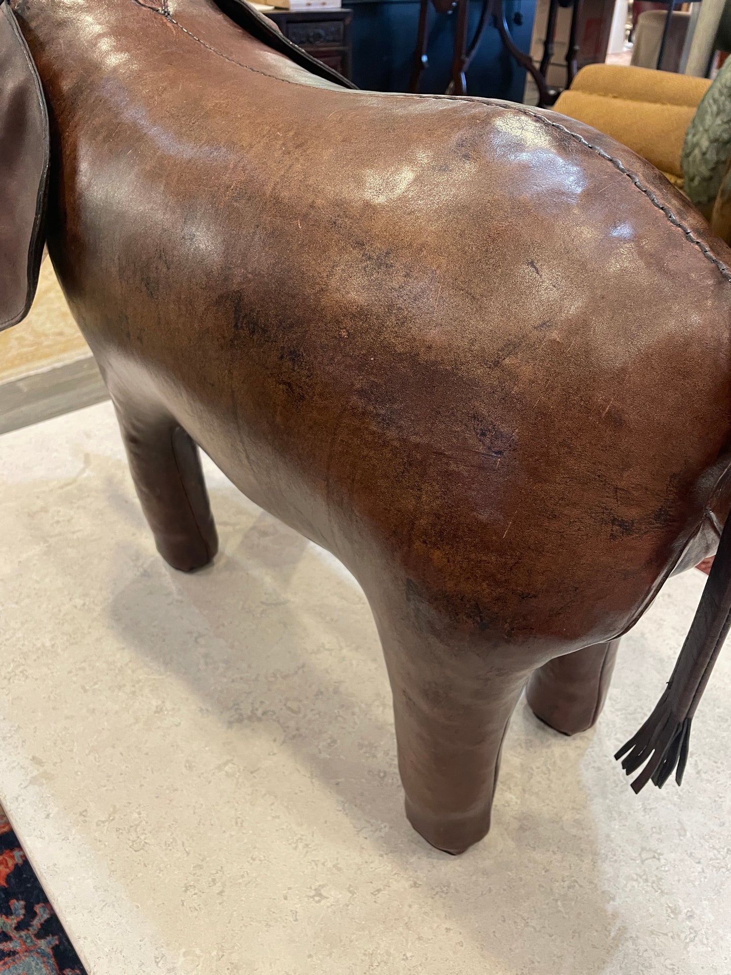 Dimitri Omersa for Abercrombie and Fitch Leather Elephant Footstool