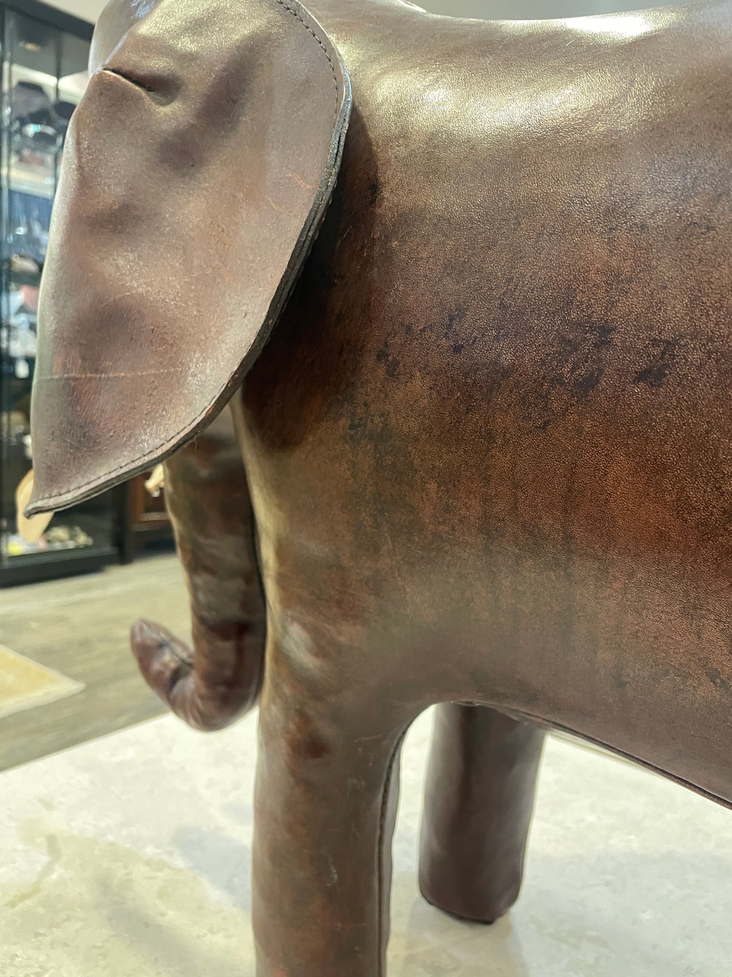 Dimitri Omersa for Abercrombie and Fitch Leather Elephant Footstool