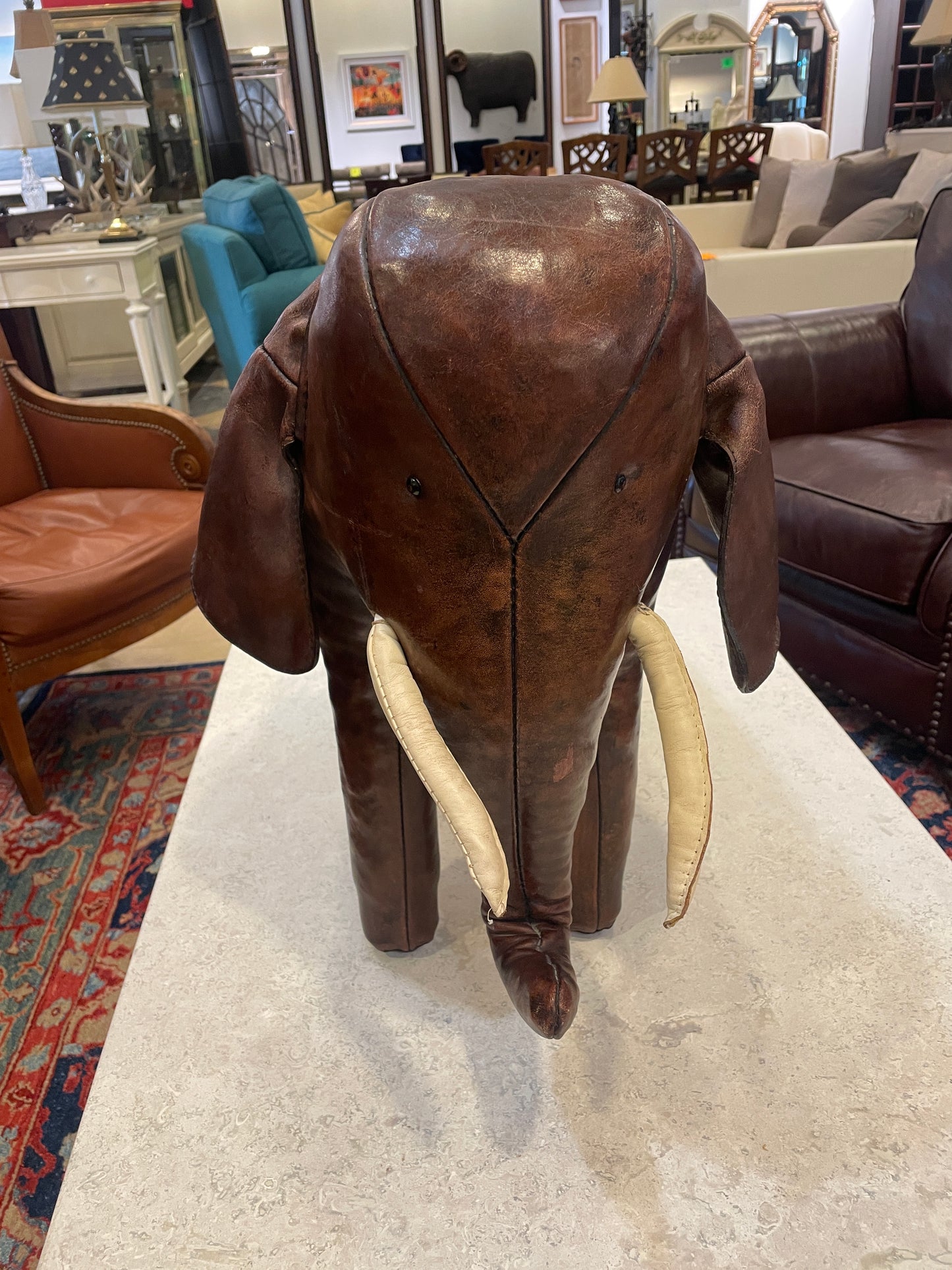 Dimitri Omersa for Abercrombie and Fitch Leather Elephant Footstool