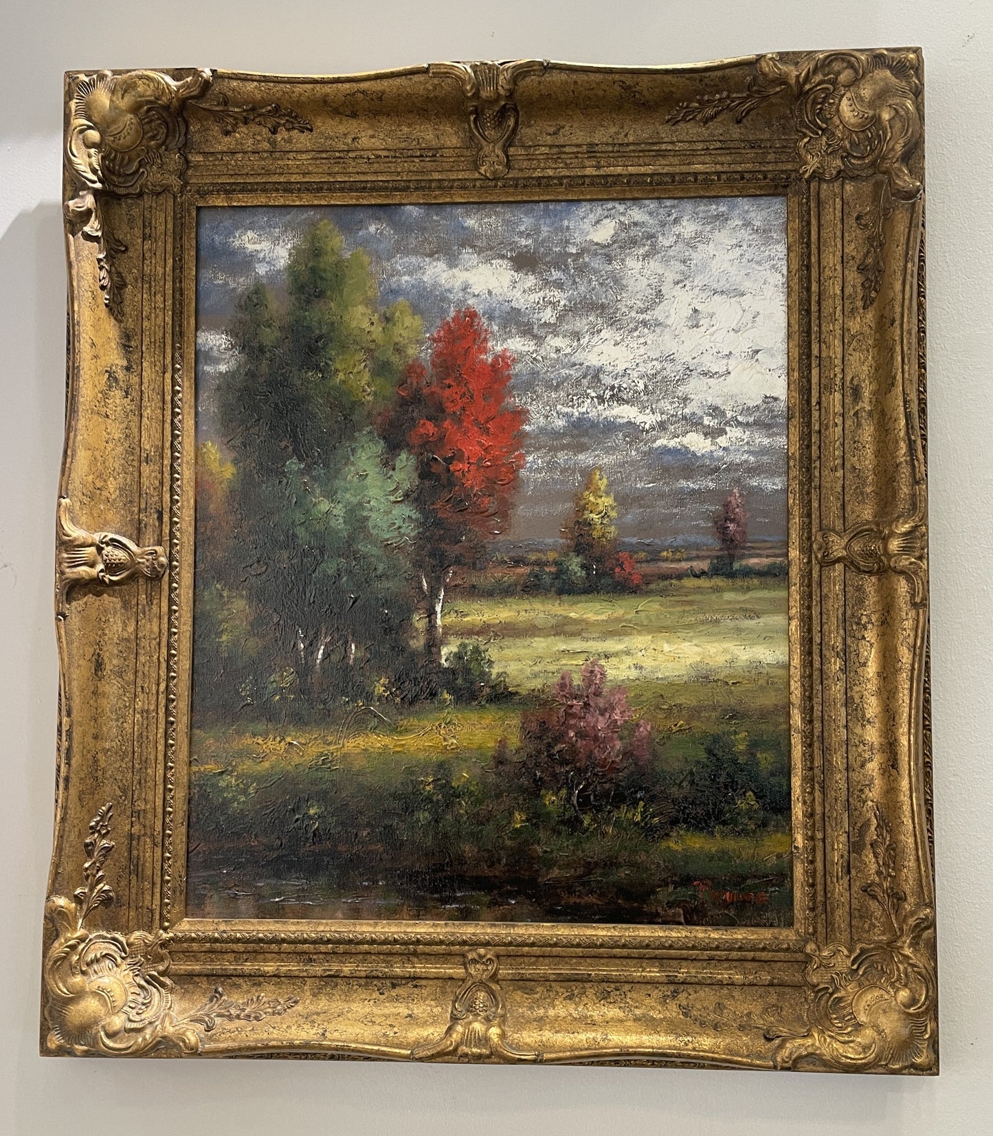 Pablo Munoz Oil on Canvas "The Red Tree"