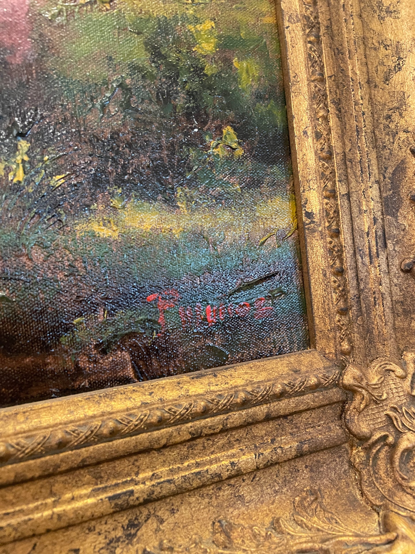 Pablo Munoz Oil on Canvas "The Red Tree"