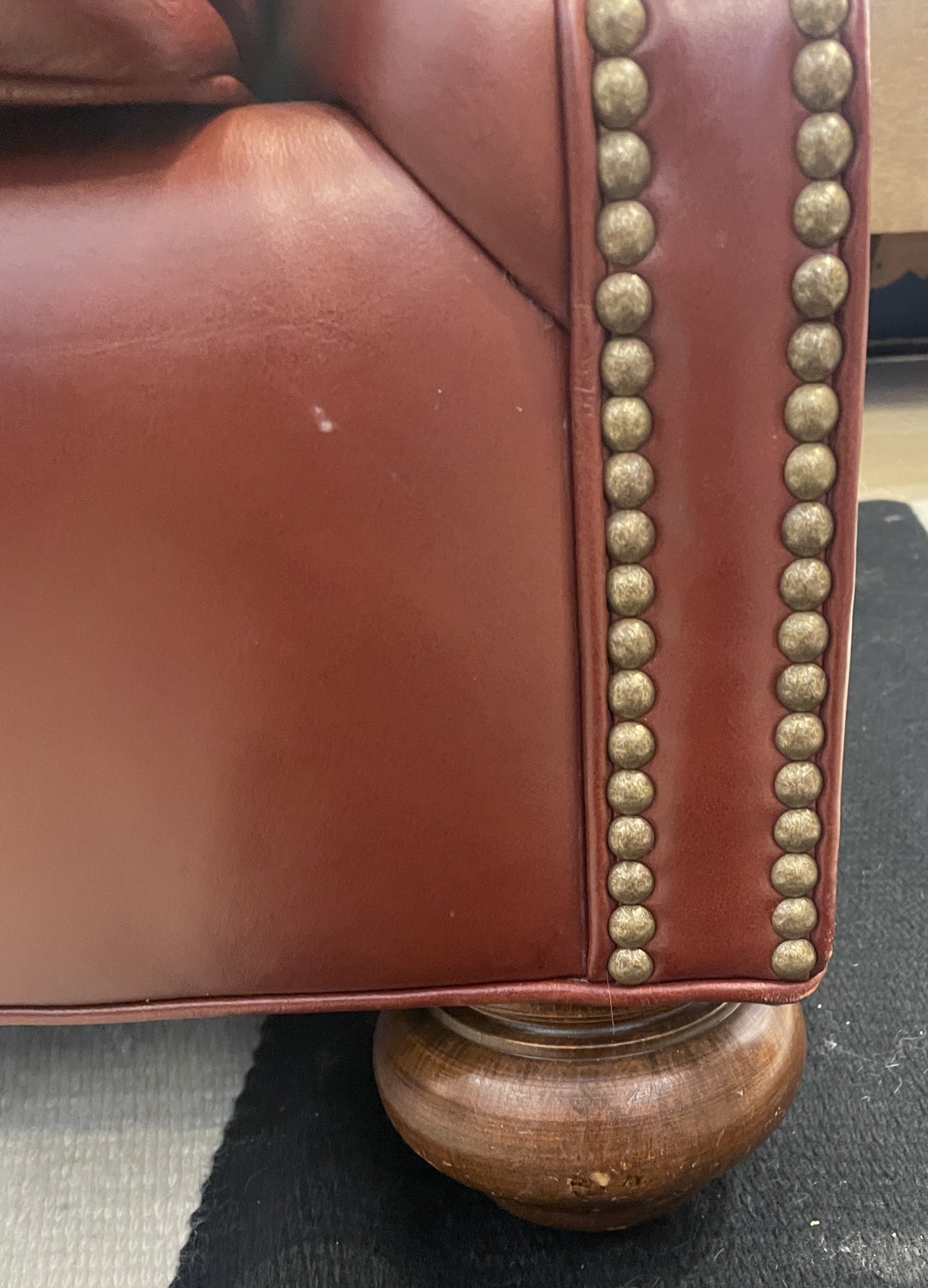 Stickley Leather Sofa with Nail Heads