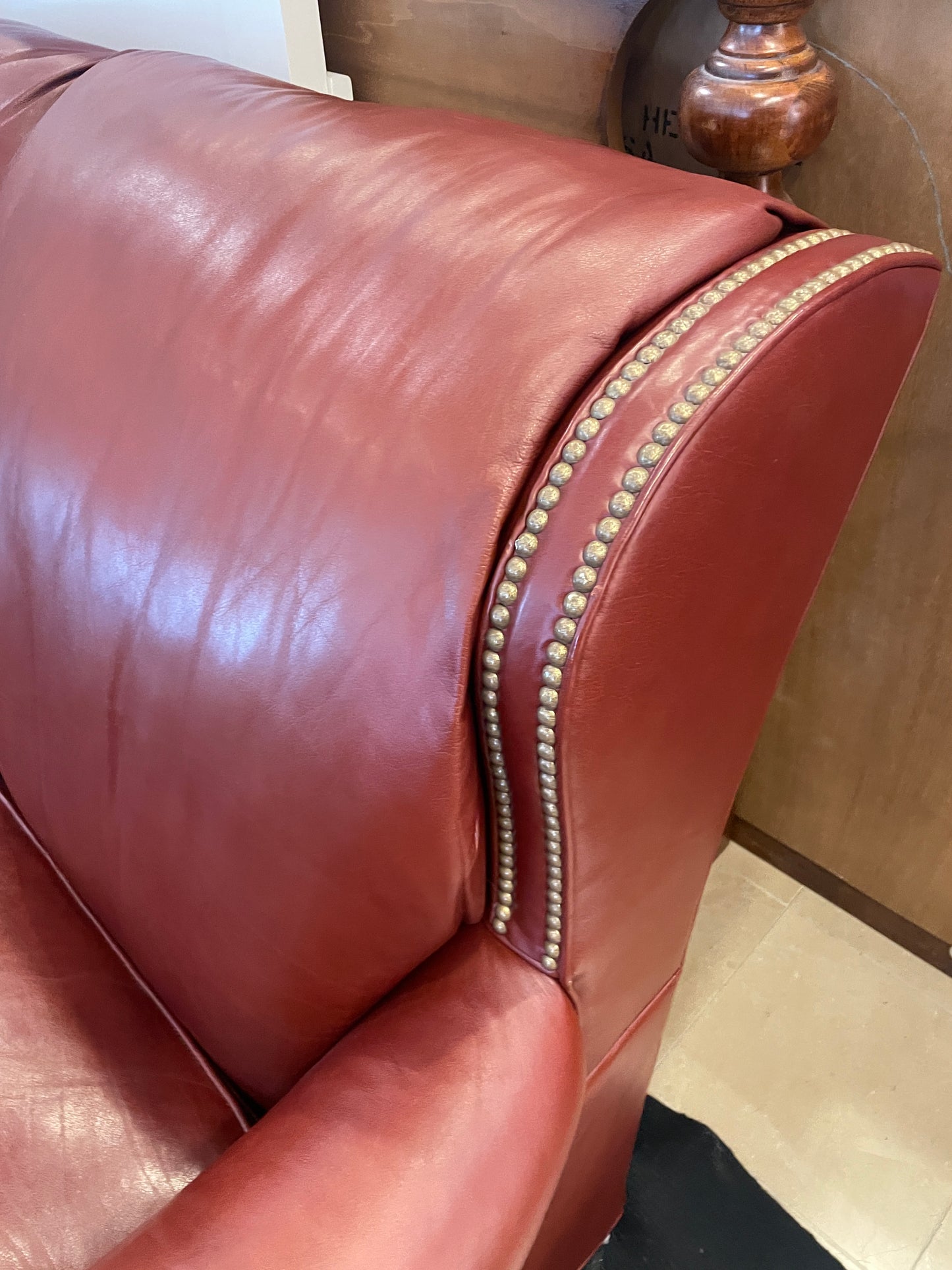 Stickley Leather Sofa with Nail Heads