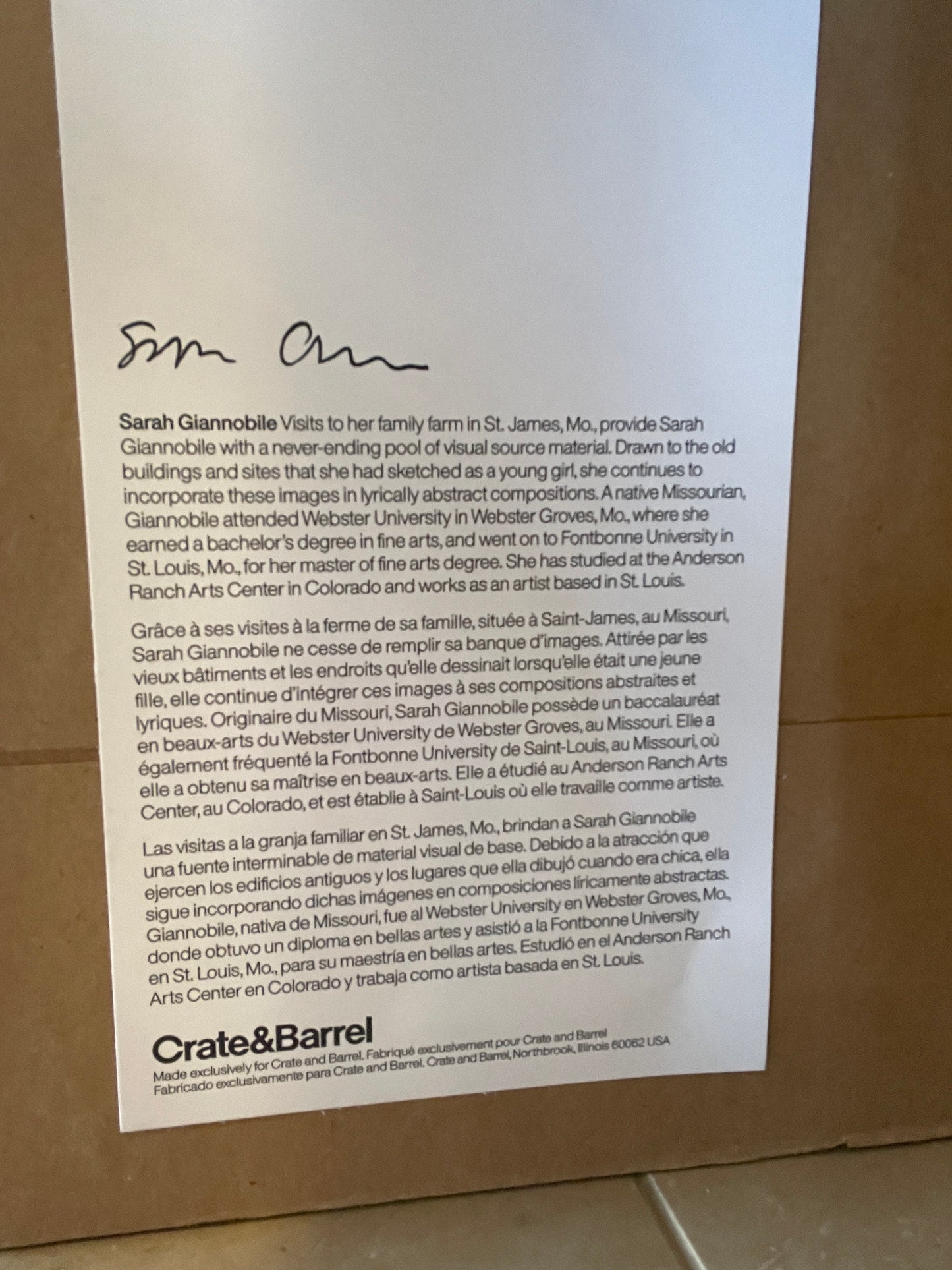 Sarah Giannobile Print by Crate and Barrel (0BL009)