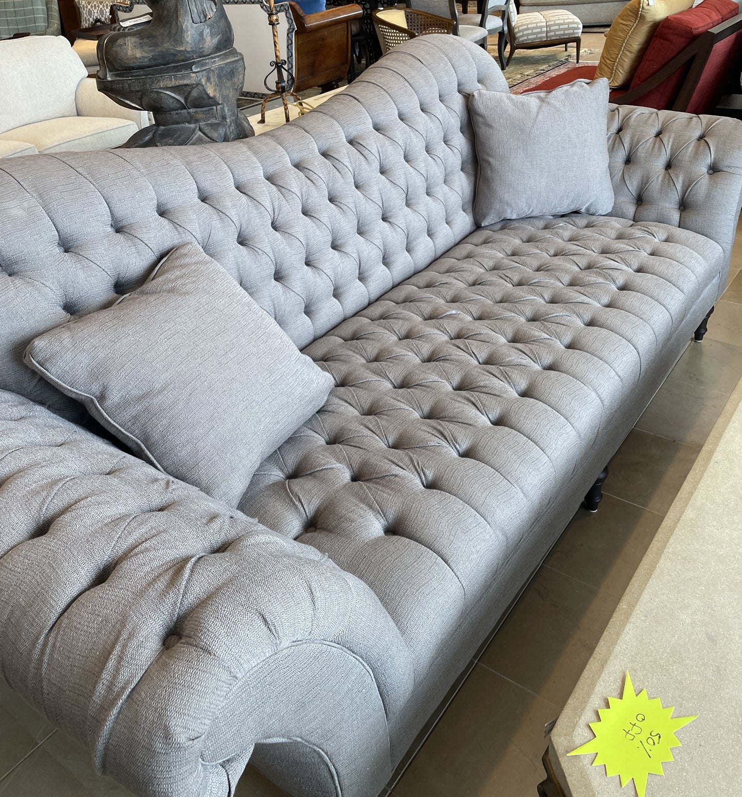 Arhaus Club Line Tufted Inverted Camelback Sofa