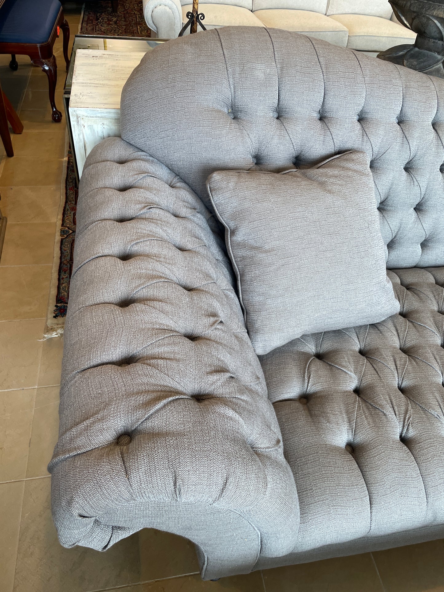 Arhaus Club Line Tufted Inverted Camelback Sofa