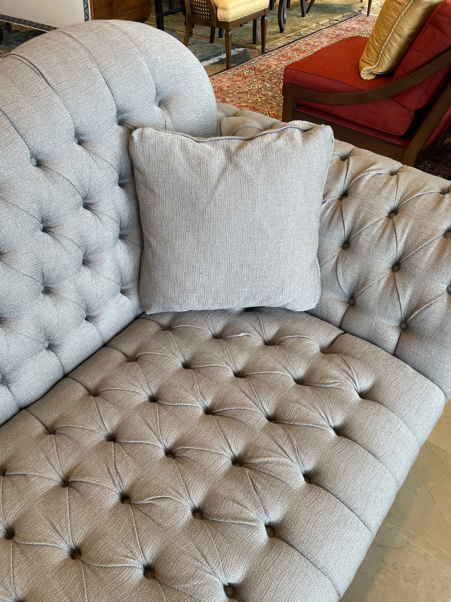 Arhaus Club Line Tufted Inverted Camelback Sofa