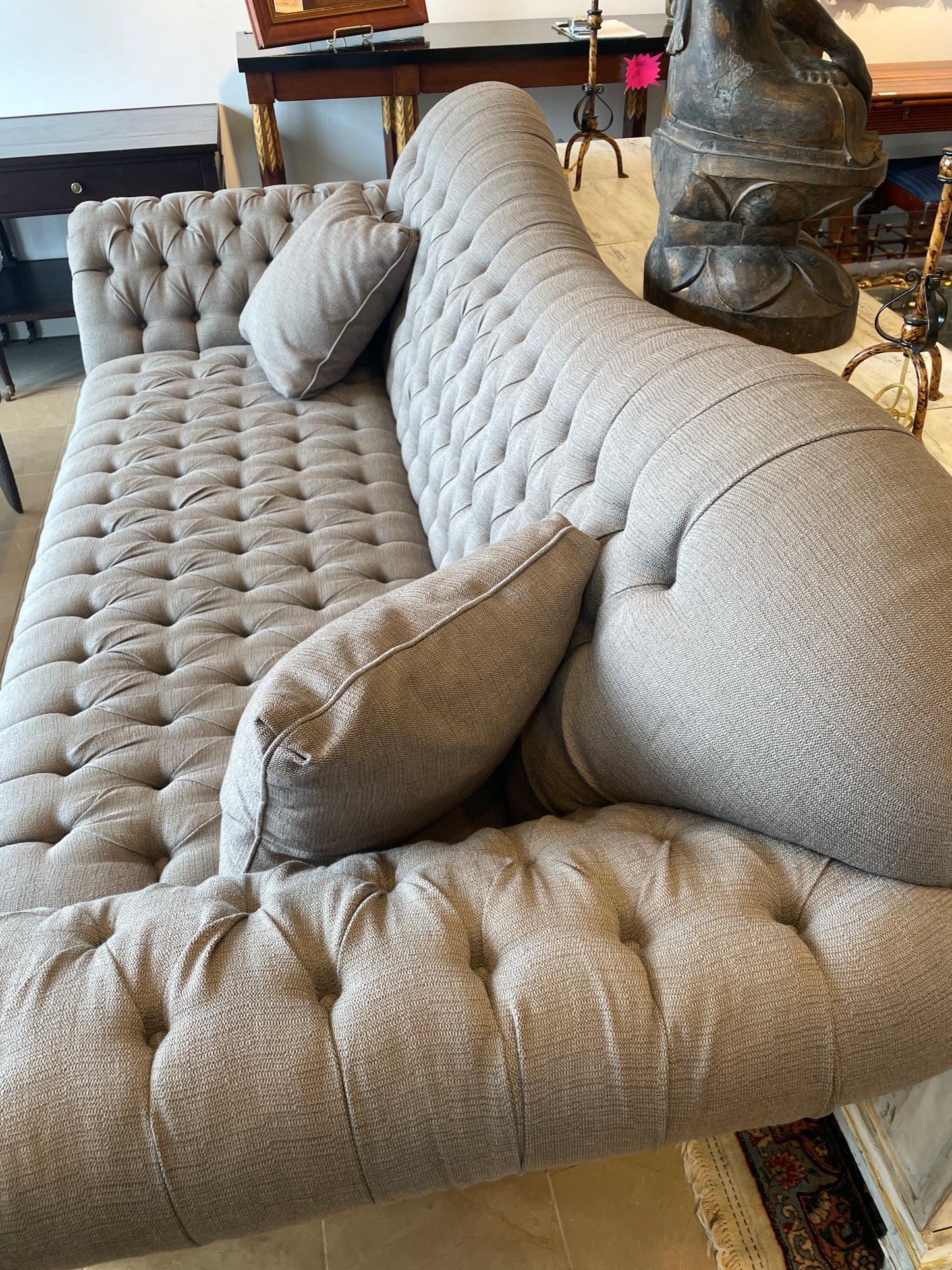 Arhaus Club Line Tufted Inverted Camelback Sofa