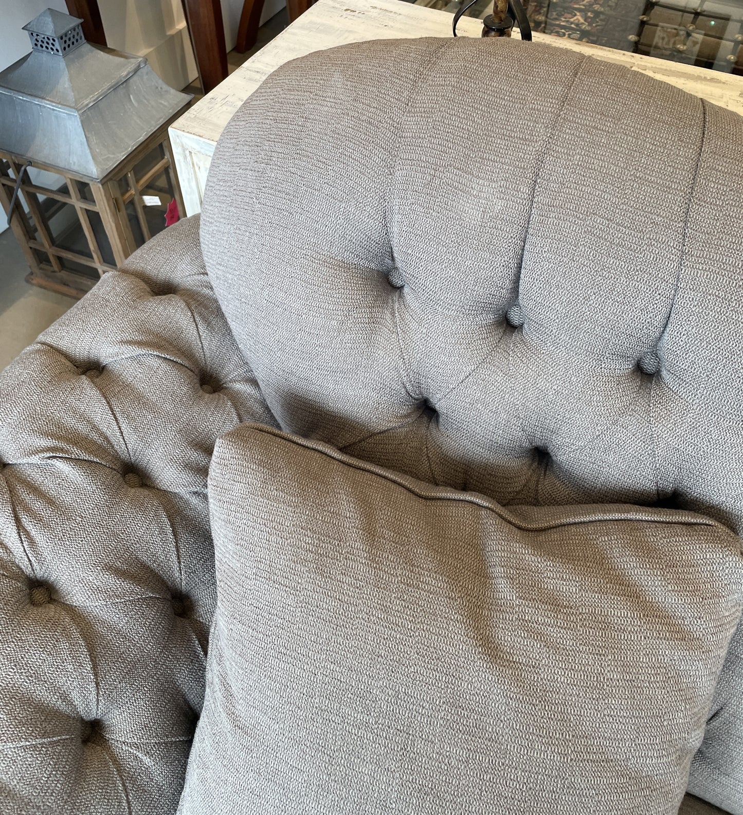 Arhaus Club Line Tufted Inverted Camelback Sofa