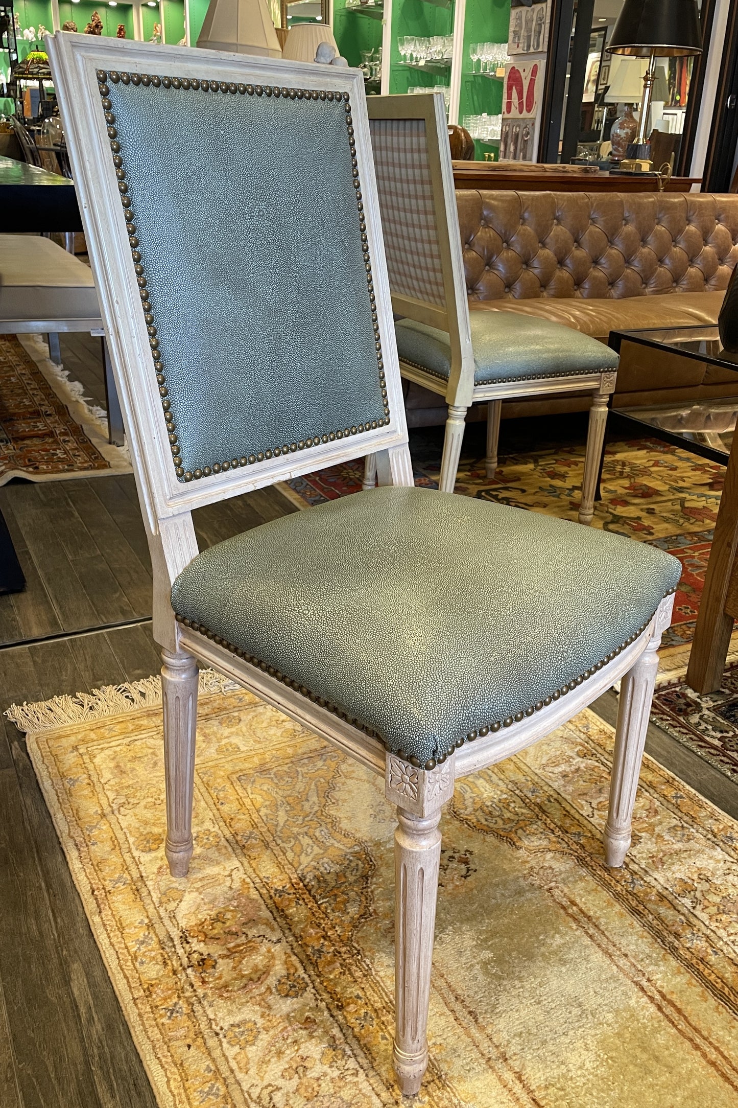 Louis XVI Dining Chairs with Shagreen Upholstery, Set of 8 (0HP00J)