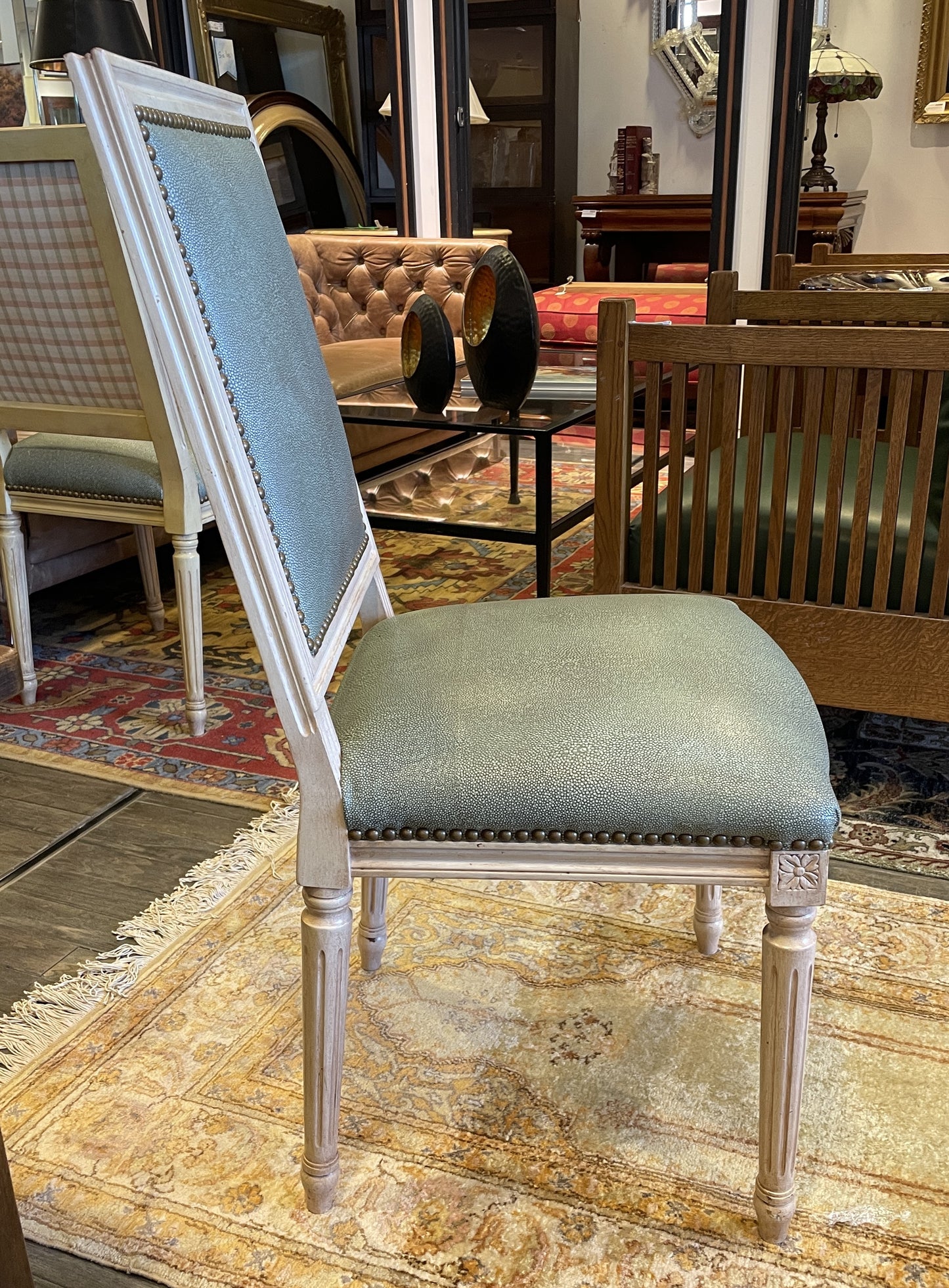 Louis XVI Dining Chairs with Shagreen Upholstery, Set of 8 (0HP00J)