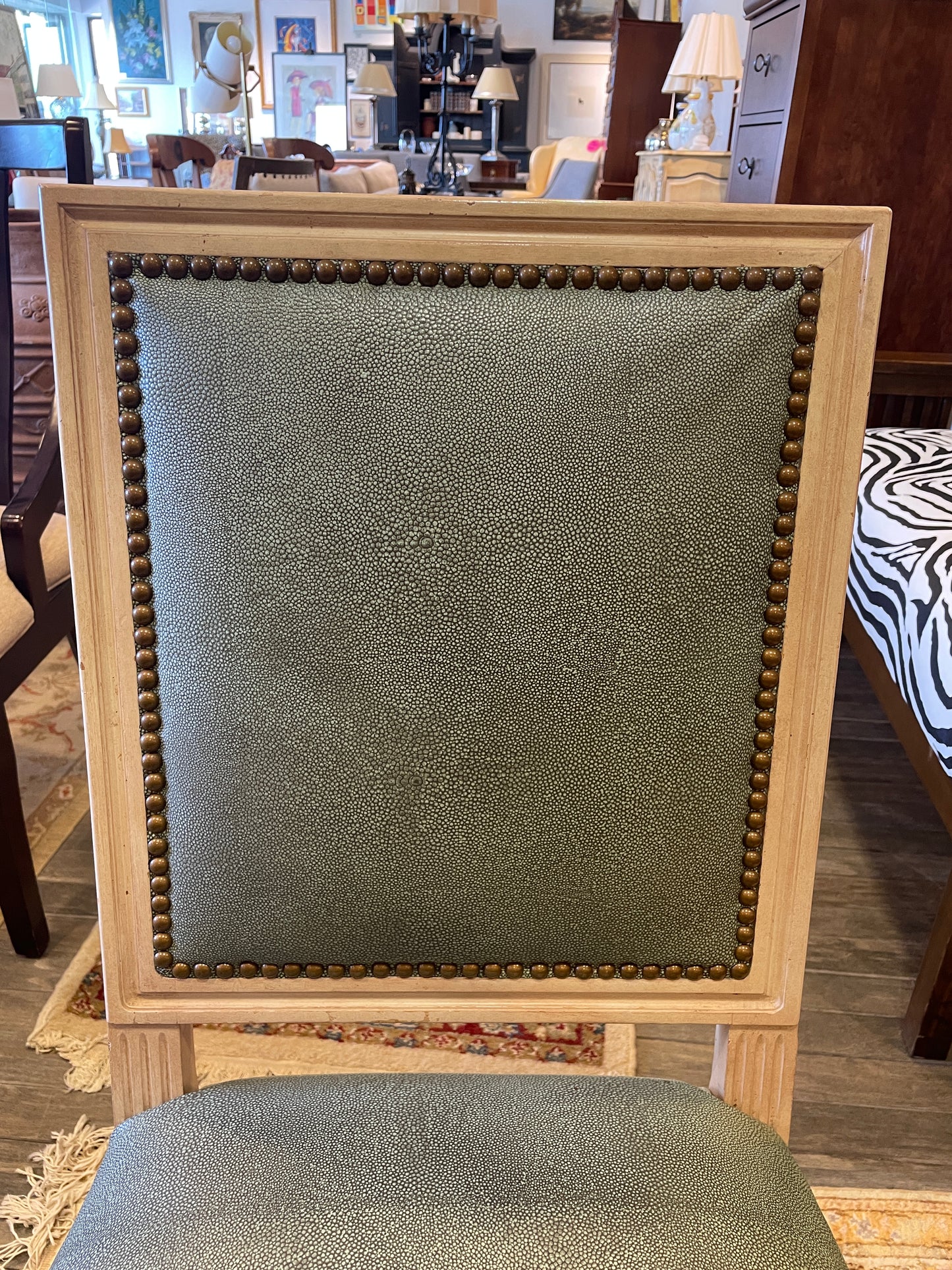 Louis XVI Dining Chairs with Shagreen Upholstery, Set of 8 (0HP00J)