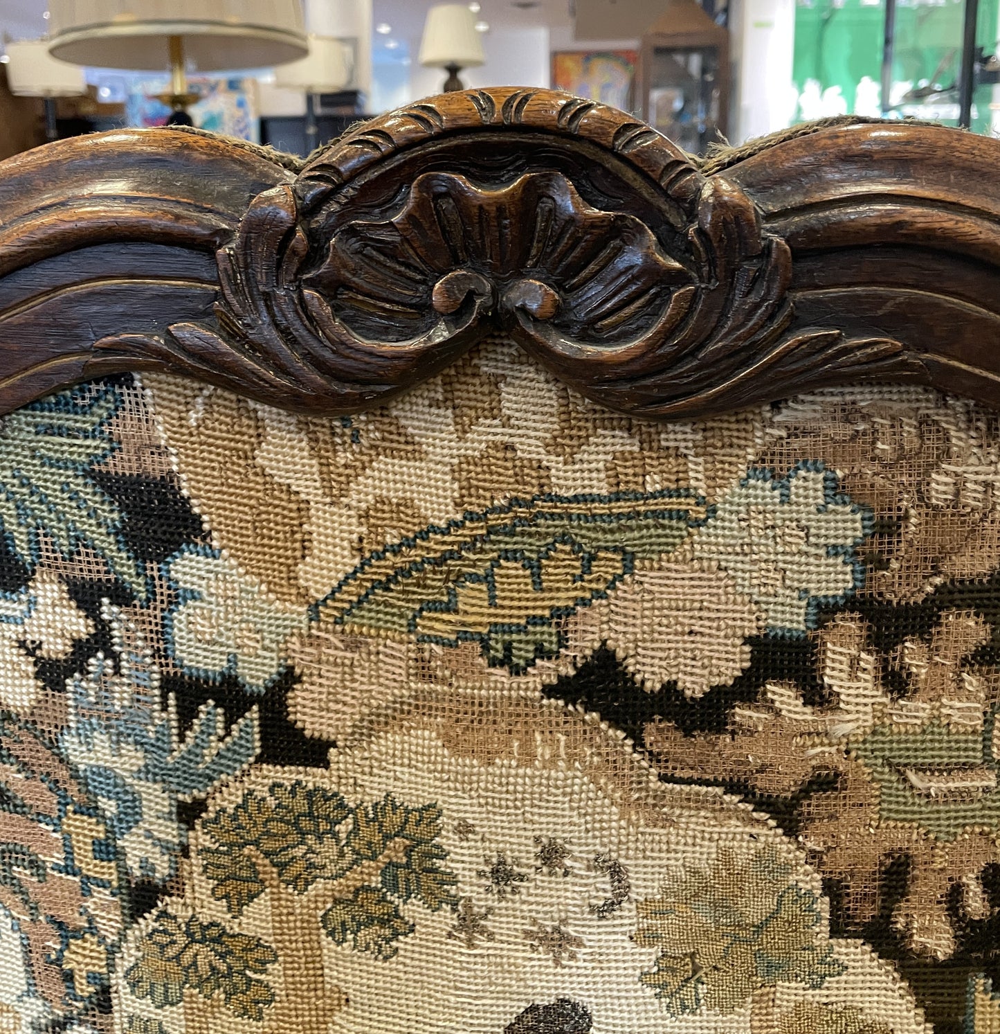 Antique Fireplace Screen with needlepoint insert, AS IS (0HP00Q)