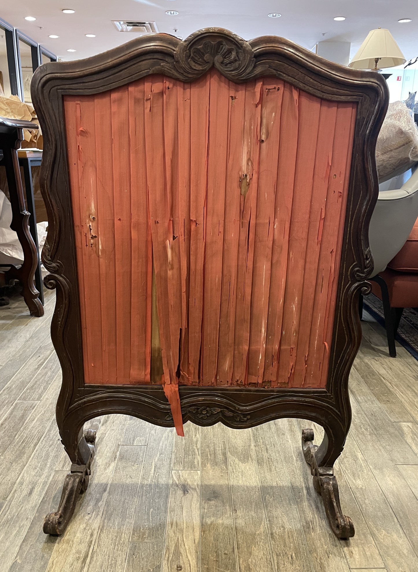 Antique Fireplace Screen with needlepoint insert, AS IS (0HP00Q)