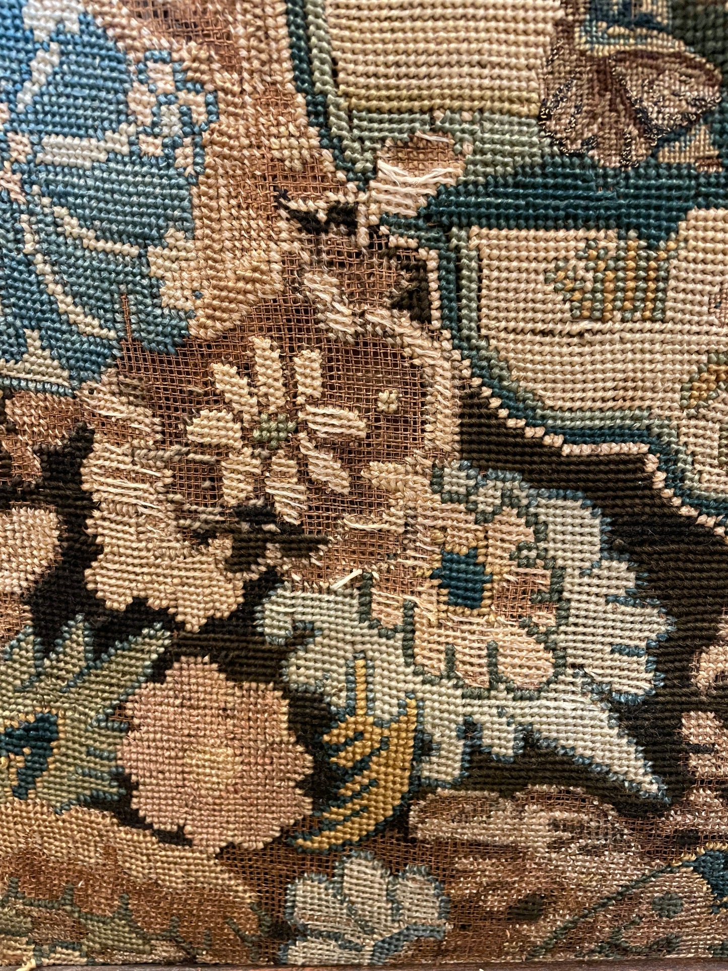 Antique Fireplace Screen with needlepoint insert, AS IS (0HP00Q)
