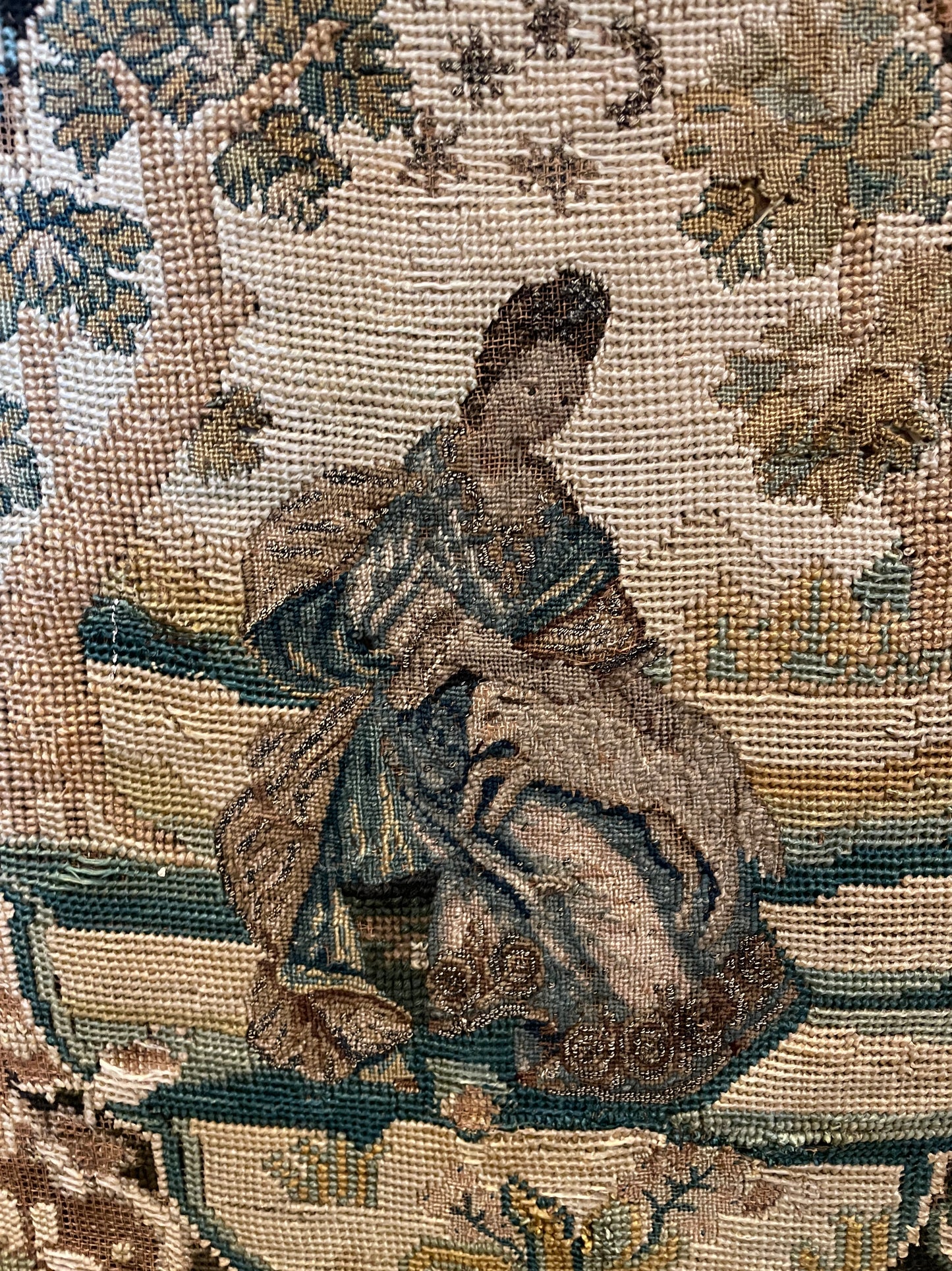Antique Fireplace Screen with needlepoint insert, AS IS (0HP00Q)