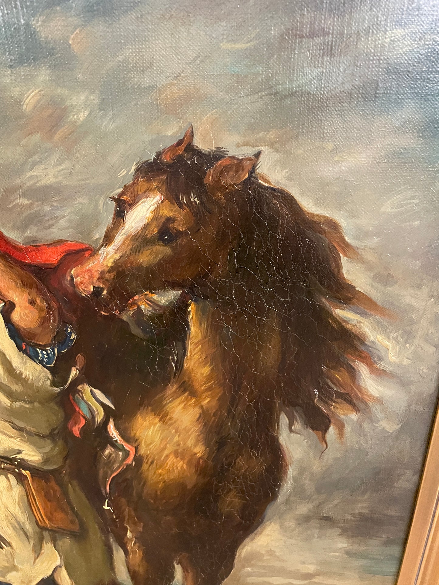 Eugene Delacroix Reproduction Oil on Canvas, "Arab Saddling his Horse" (0HP010)