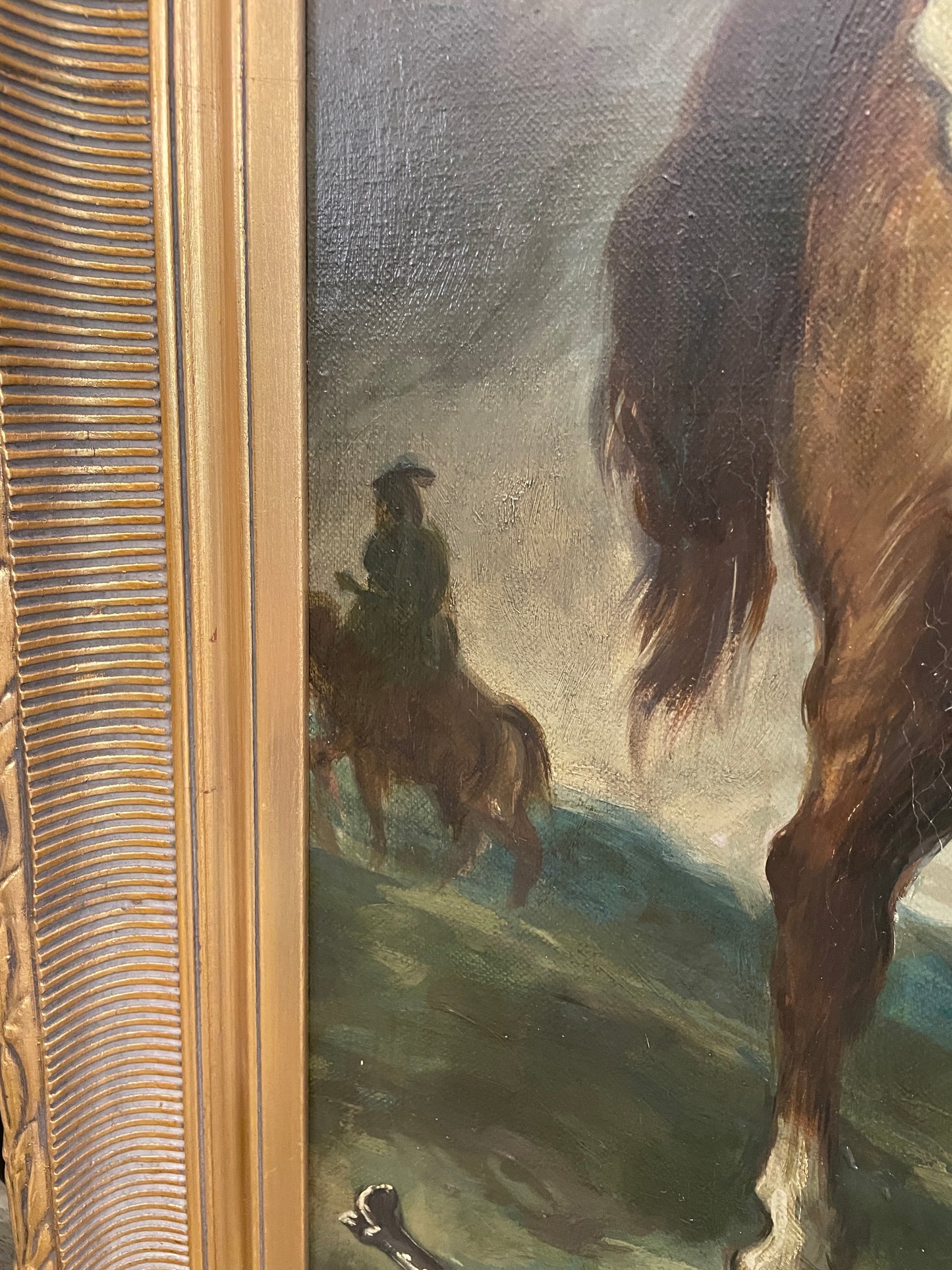 Eugene Delacroix Reproduction Oil on Canvas, "Arab Saddling his Horse" (0HP010)