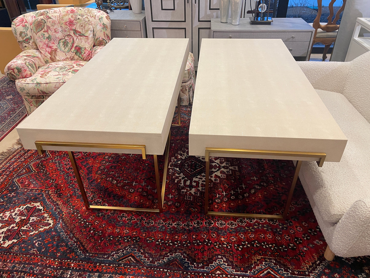 CB2 Faux Shagreen "Avalon" Desk (Two available 0LG00F and 0LG00G)