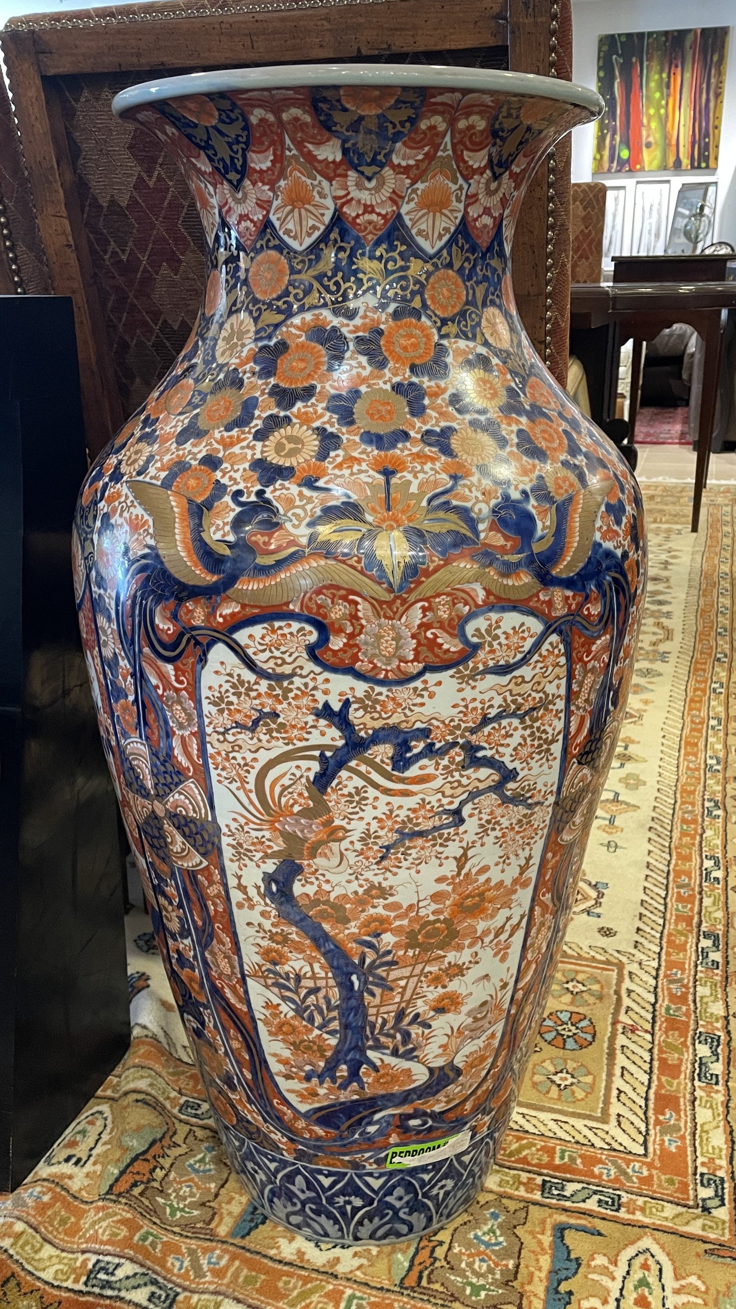 Japanese Imari Palace Vase in oranges and blue (0HP003)