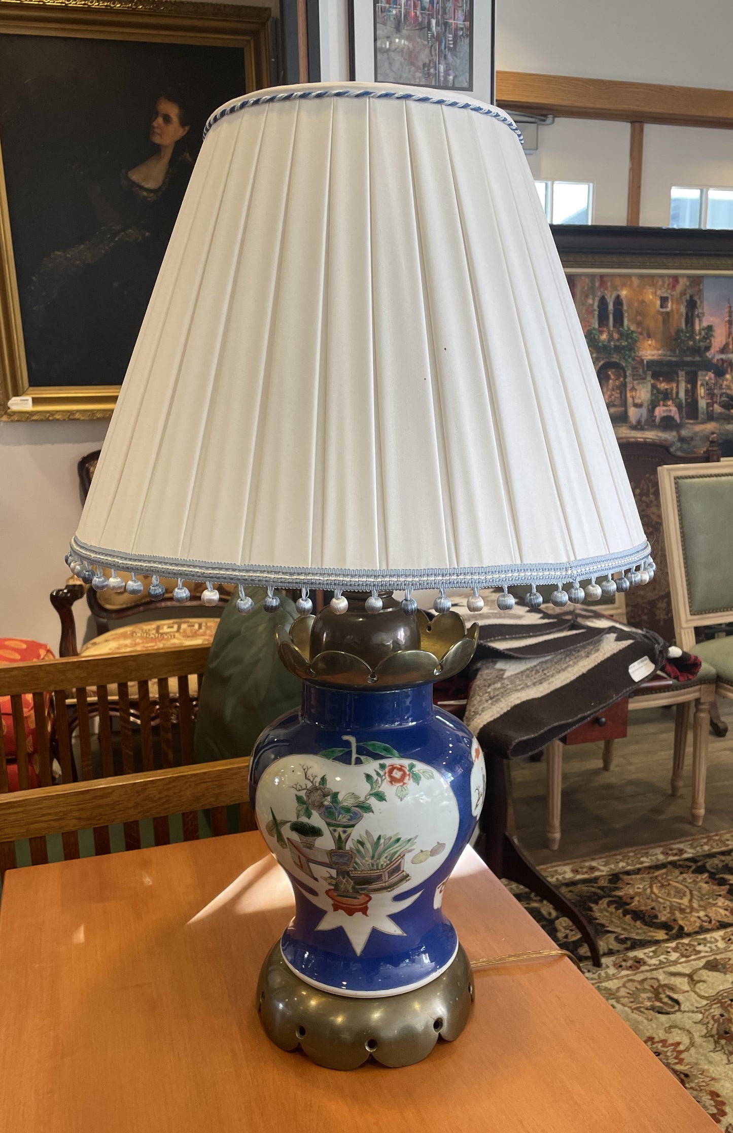 Antique Chinese Blue Ground Baluster Lamp (0HP00H)