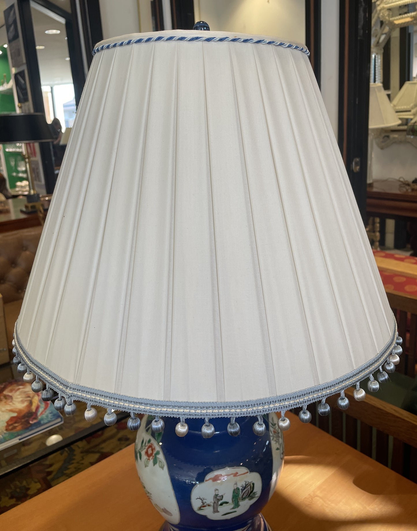 Antique Chinese Blue Ground Baluster Lamp (0HP00H)