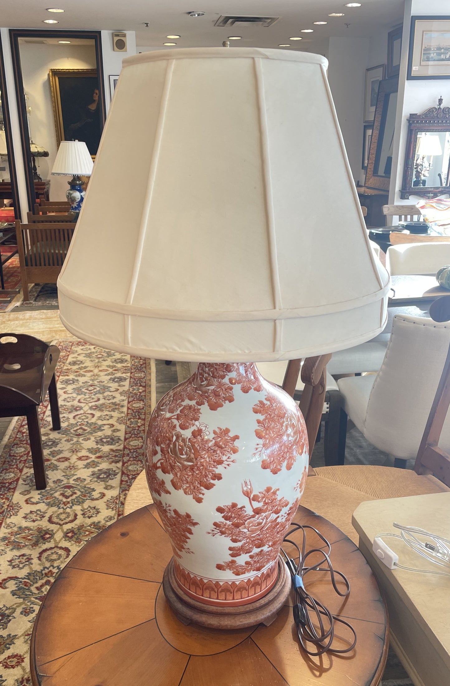 Fujita Kutani Hand Painted Floral Table Lamp in Orange (0HP006)