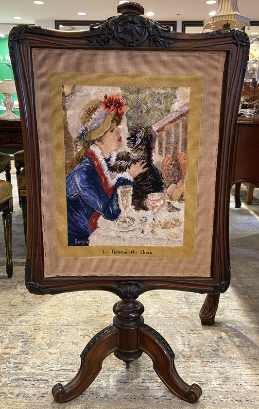 Renoir Needlepoint "La Femme Au Chien" Fireplace Screen (27988)