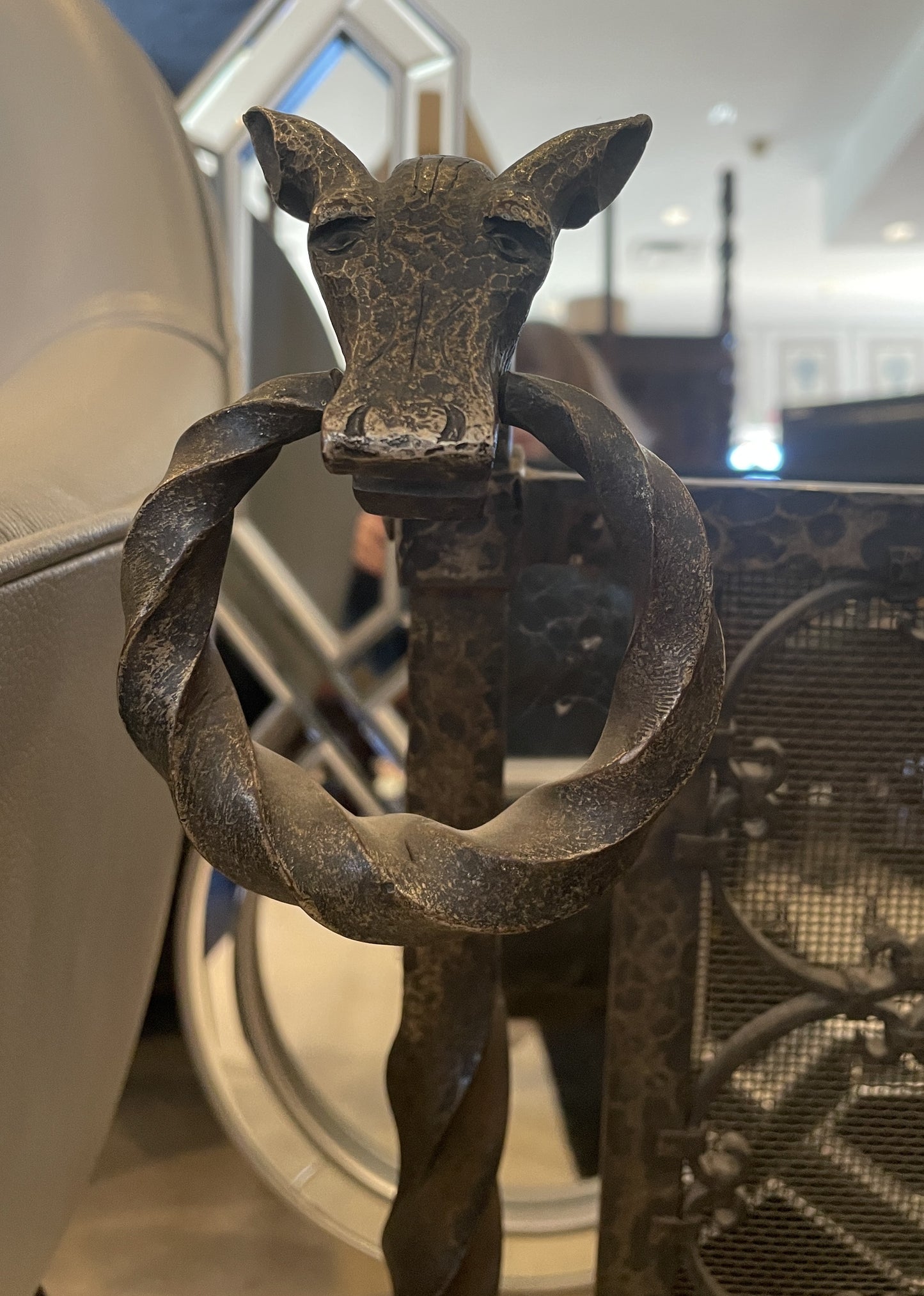 Forged Iron Figural Fireplace Spark Screen with Dragon Detail (0HP005)