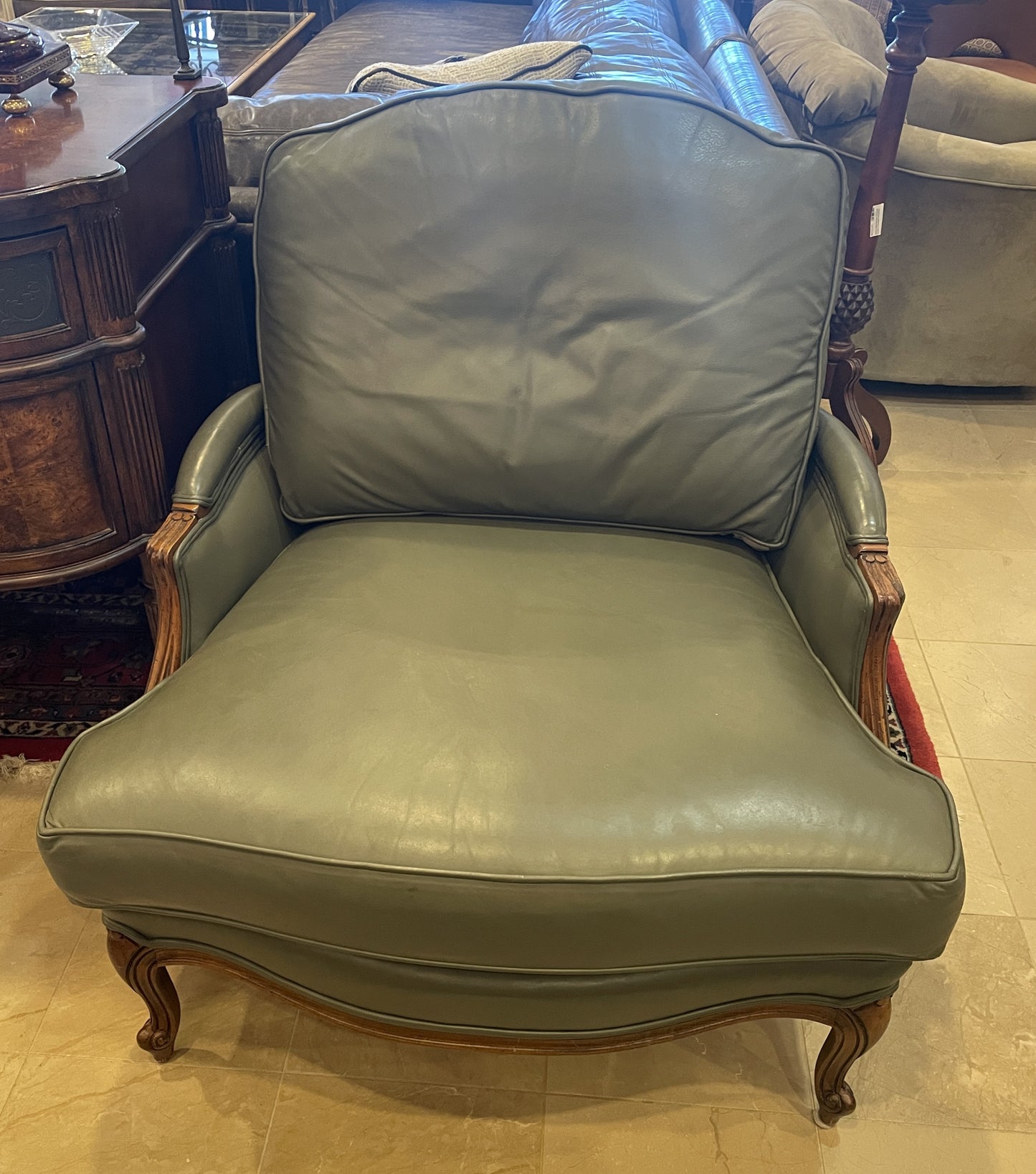 Ethan Allen Versailles Leather Bergère Chair (Two Available) (0HS002)
