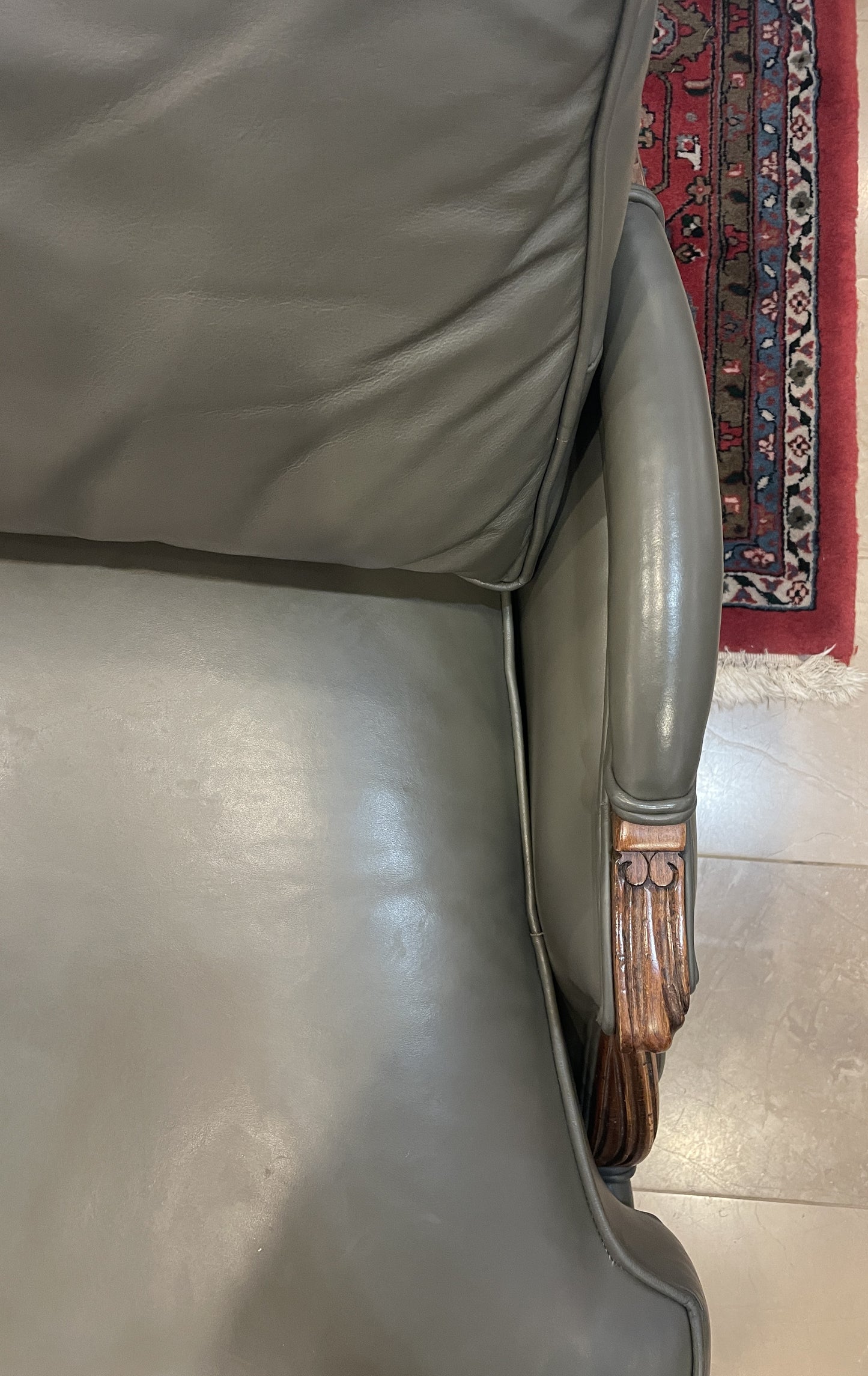 Ethan Allen Versailles Leather Bergère Chair (Two Available) (0HS002)