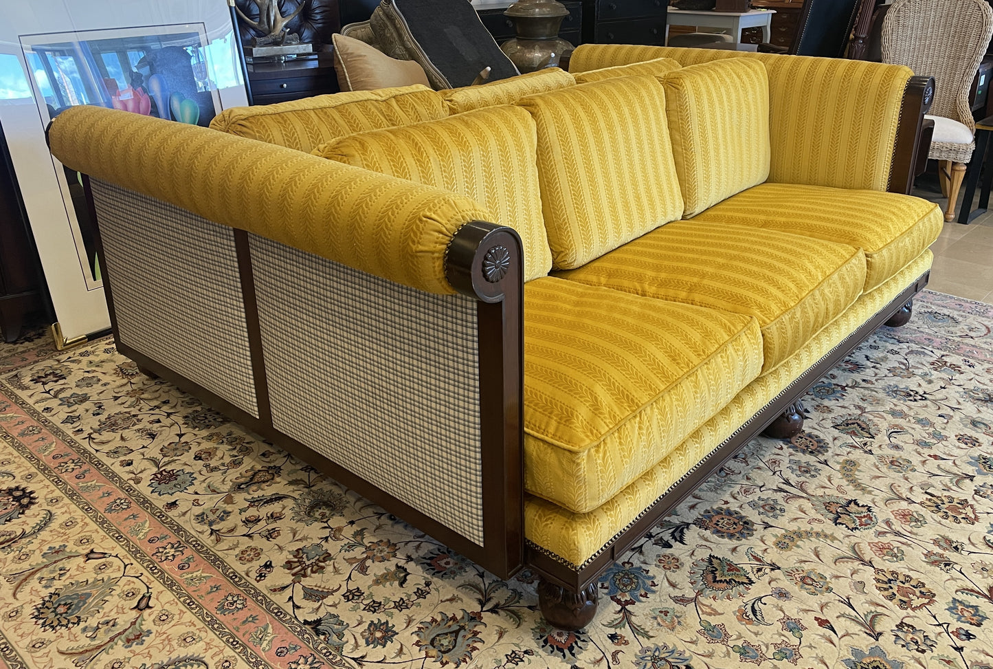 Double Sided Custom Sofa in gold damask (0HP00C)