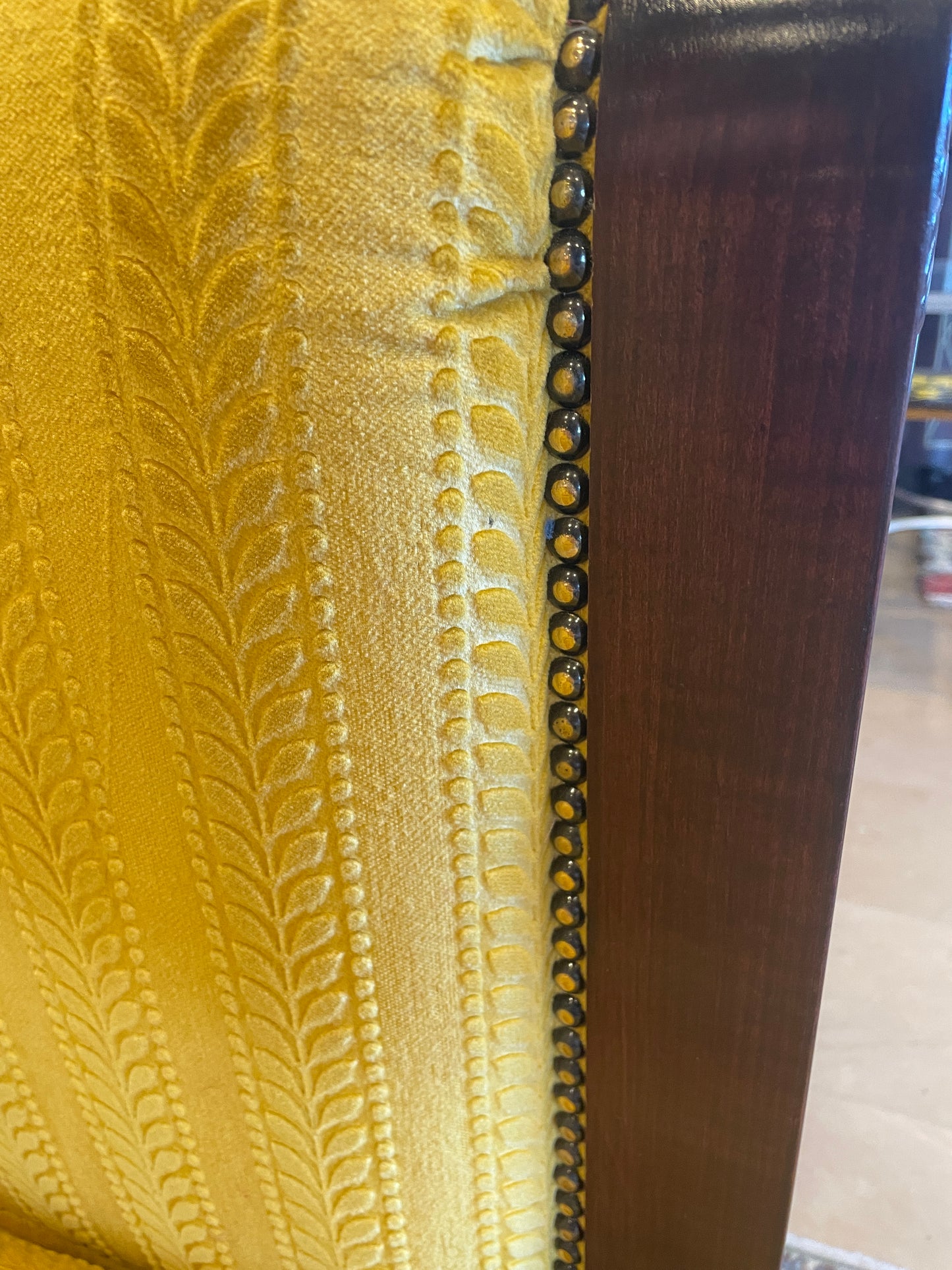 Double Sided Custom Sofa in gold damask (0HP00C)