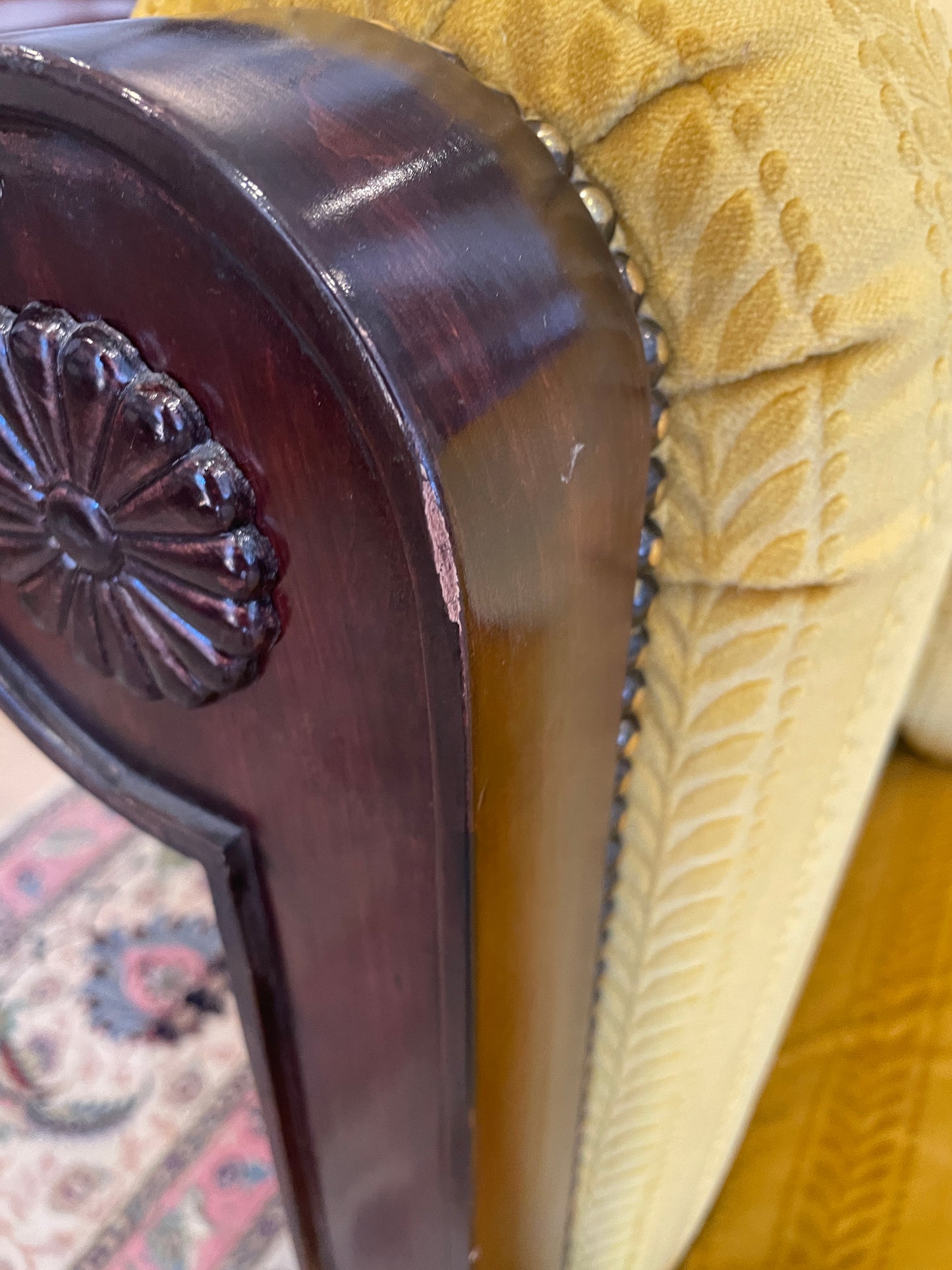 Double Sided Custom Sofa in gold damask (0HP00C)