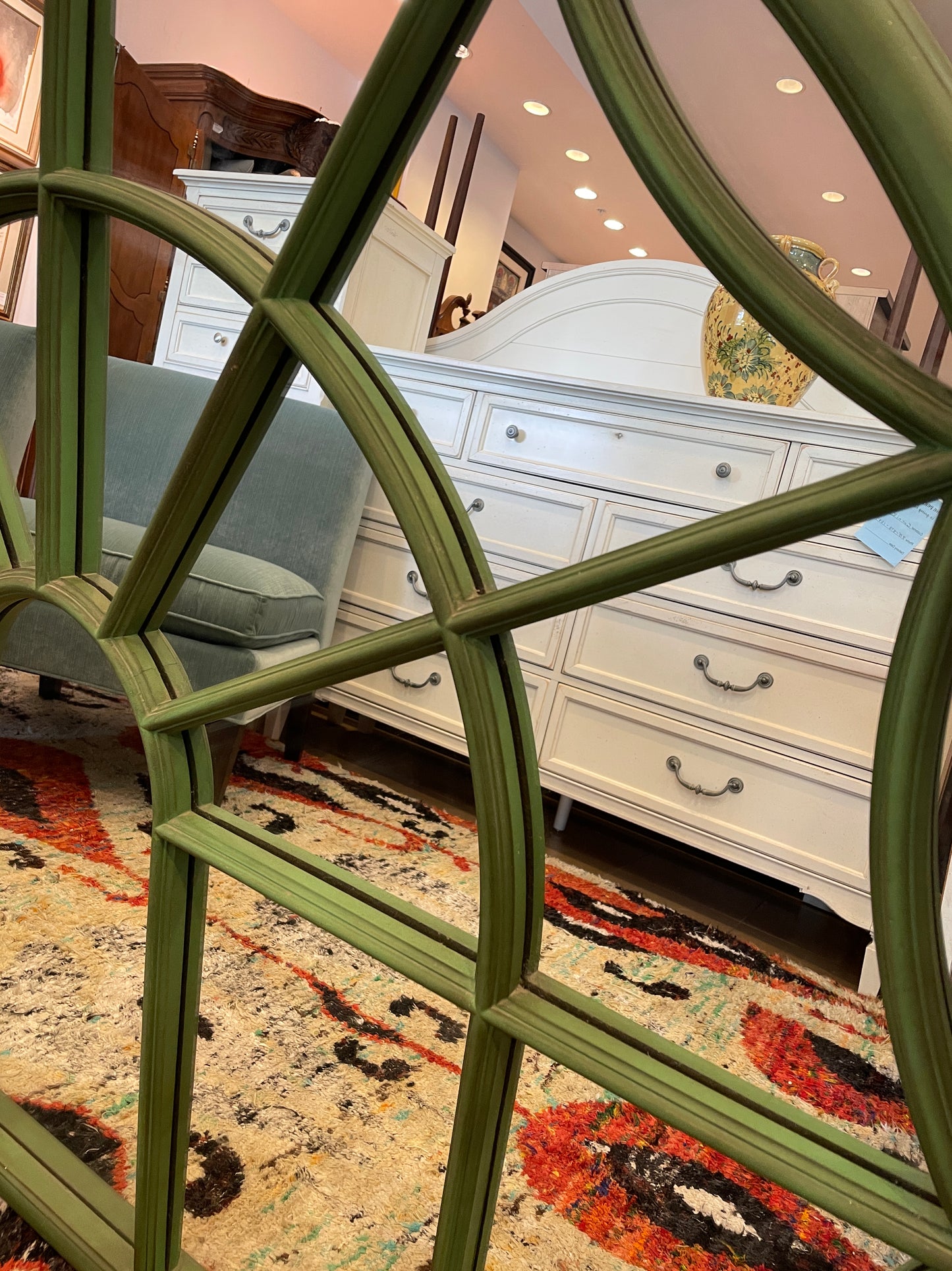 Ballard Designs Farmhouse Domed Mirror in Green (0DN003)