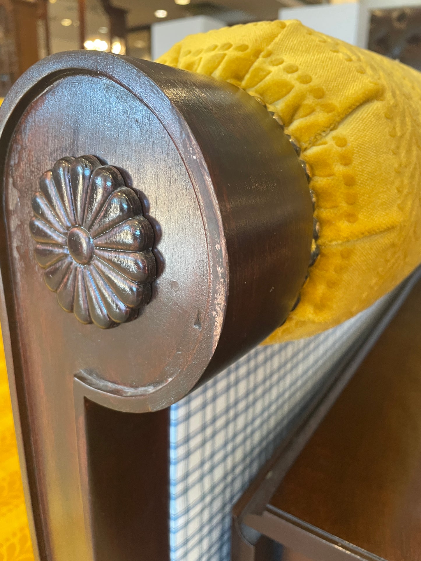 Double Sided Custom Sofa in gold damask (0HP00C)