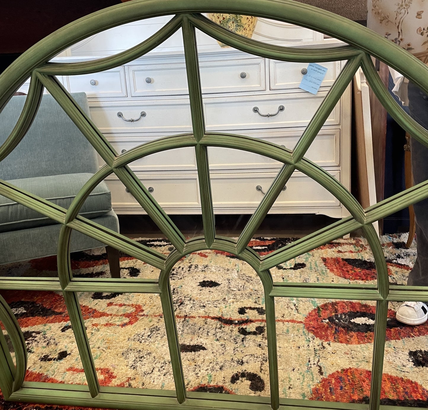 Ballard Designs Farmhouse Domed Mirror in Green (0DN003)
