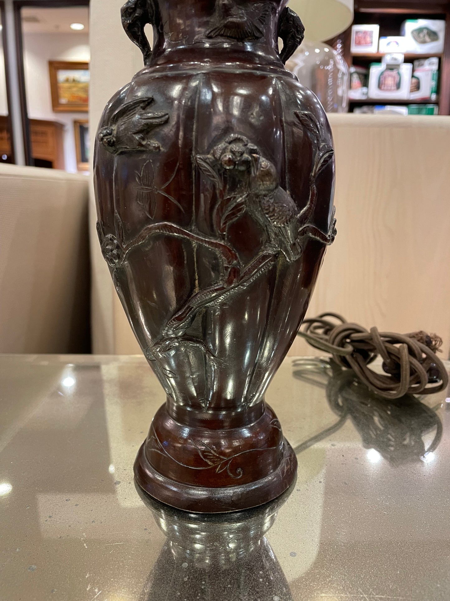 Antique Japanese Gourd Form Lamp (ZK5E8G)