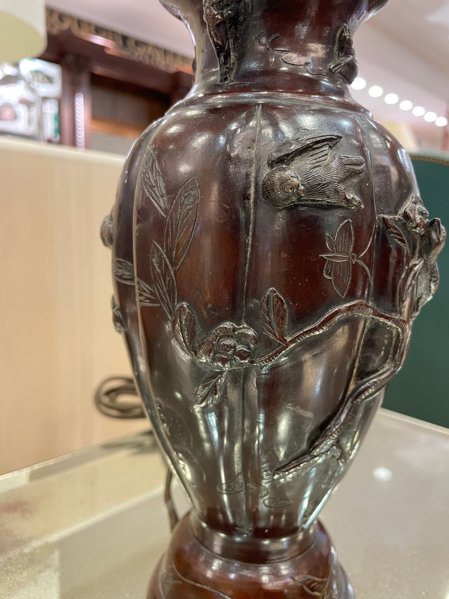 Antique Japanese Gourd Form Lamp (ZK5E8G)