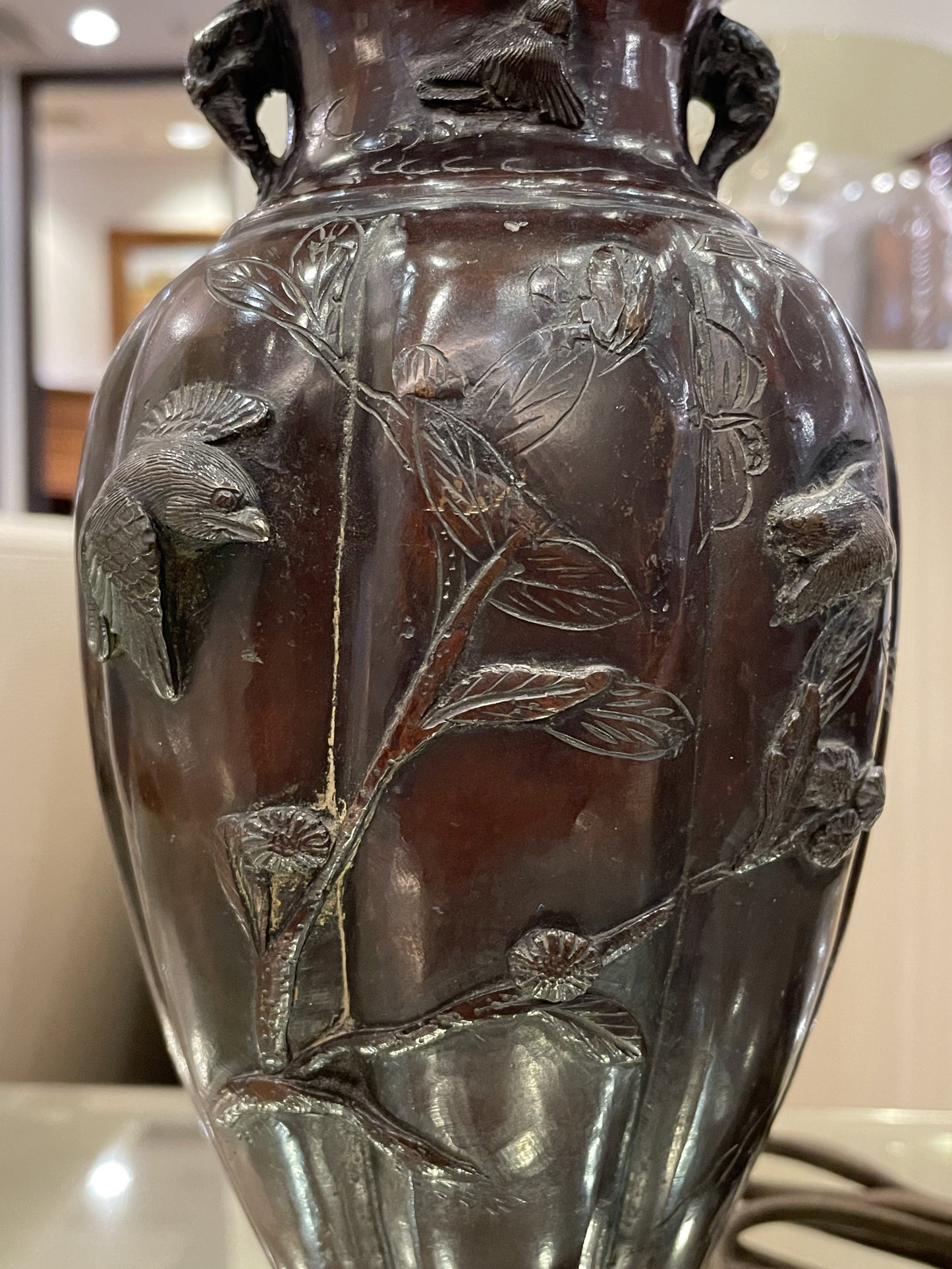 Antique Japanese Gourd Form Lamp (ZK5E8G)