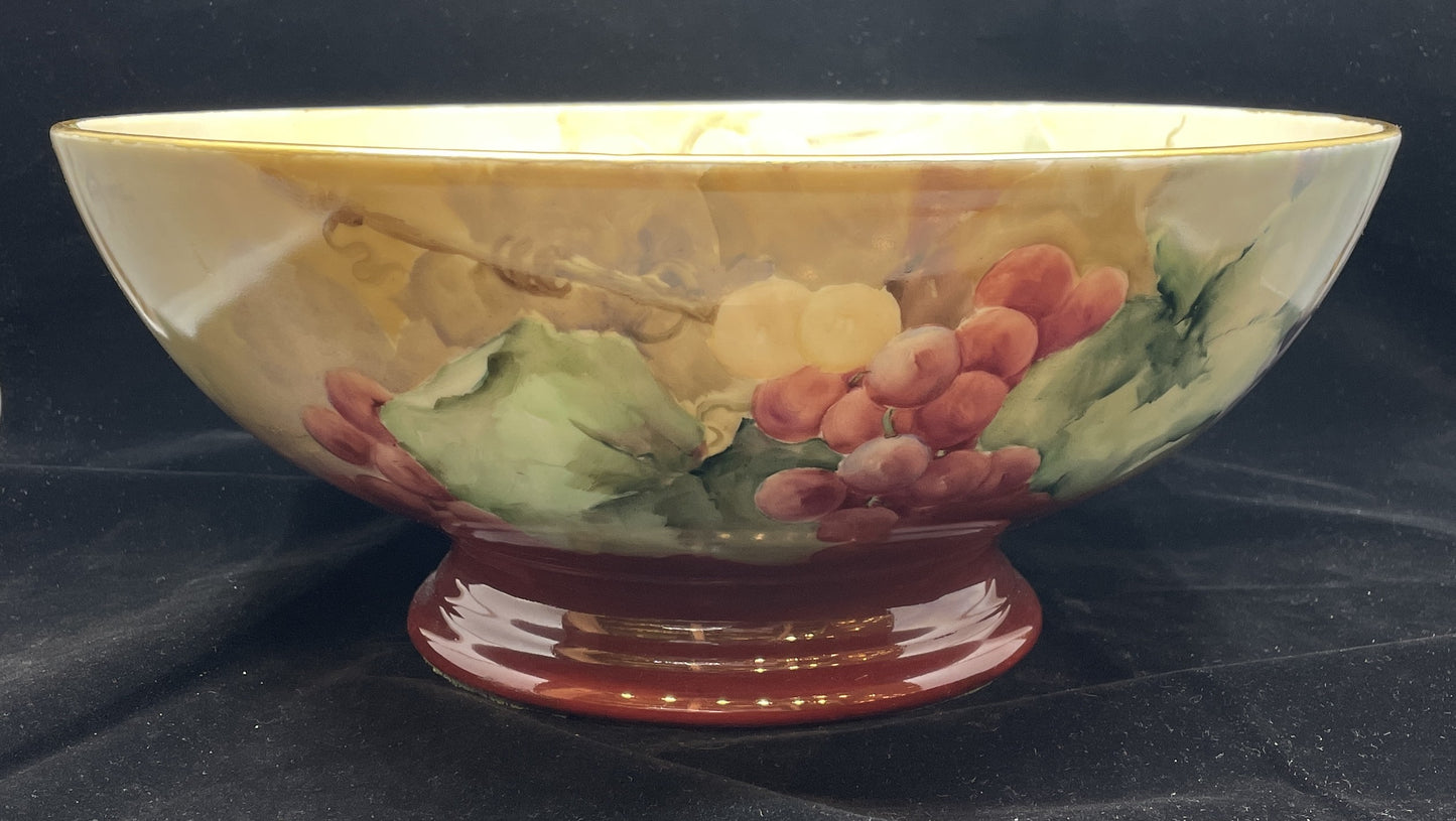 Hand Painted Porcelain Punch Bowl with Cups, Antique (0HU00E)