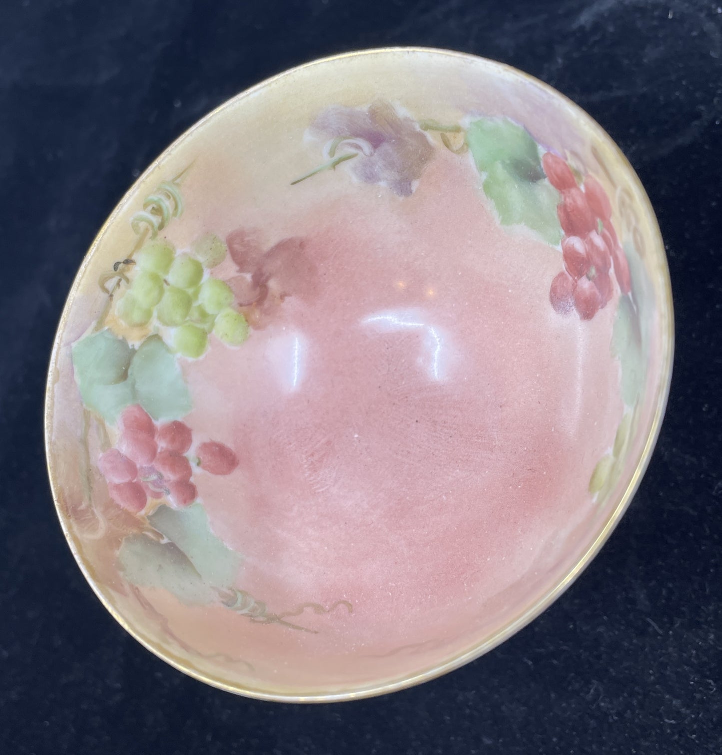 Hand Painted Porcelain Punch Bowl with Cups, Antique (0HU00E)