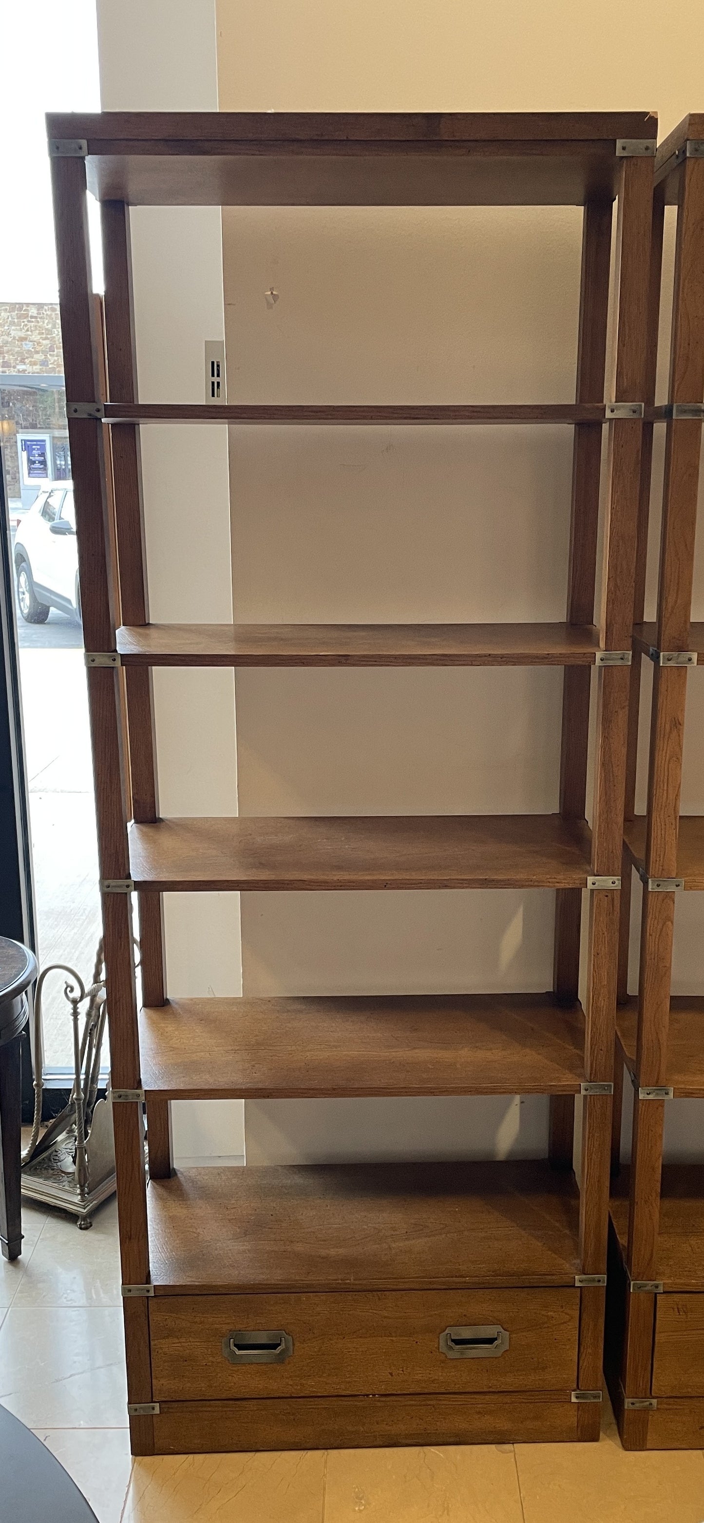 Vintage Campaign Style Kenmore Bookcase (Two available) (0HU003)