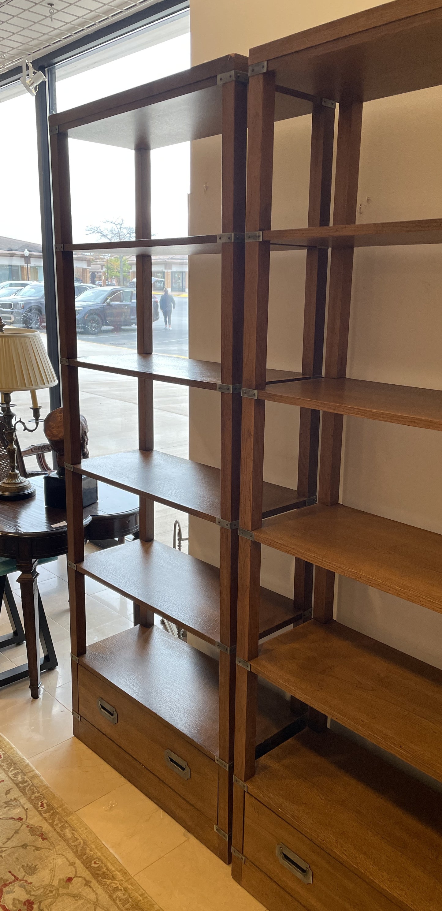 Vintage Campaign Style Kenmore Bookcase (Two available) (0HU003)