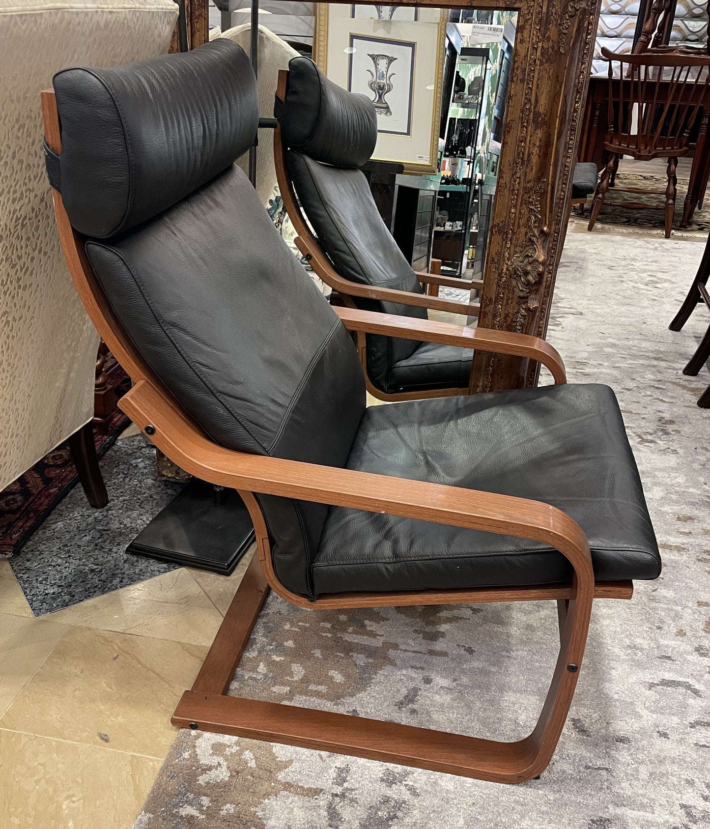 Ikea Black Poang Cantilever Chair, AS IS (Two available) (0HV001)