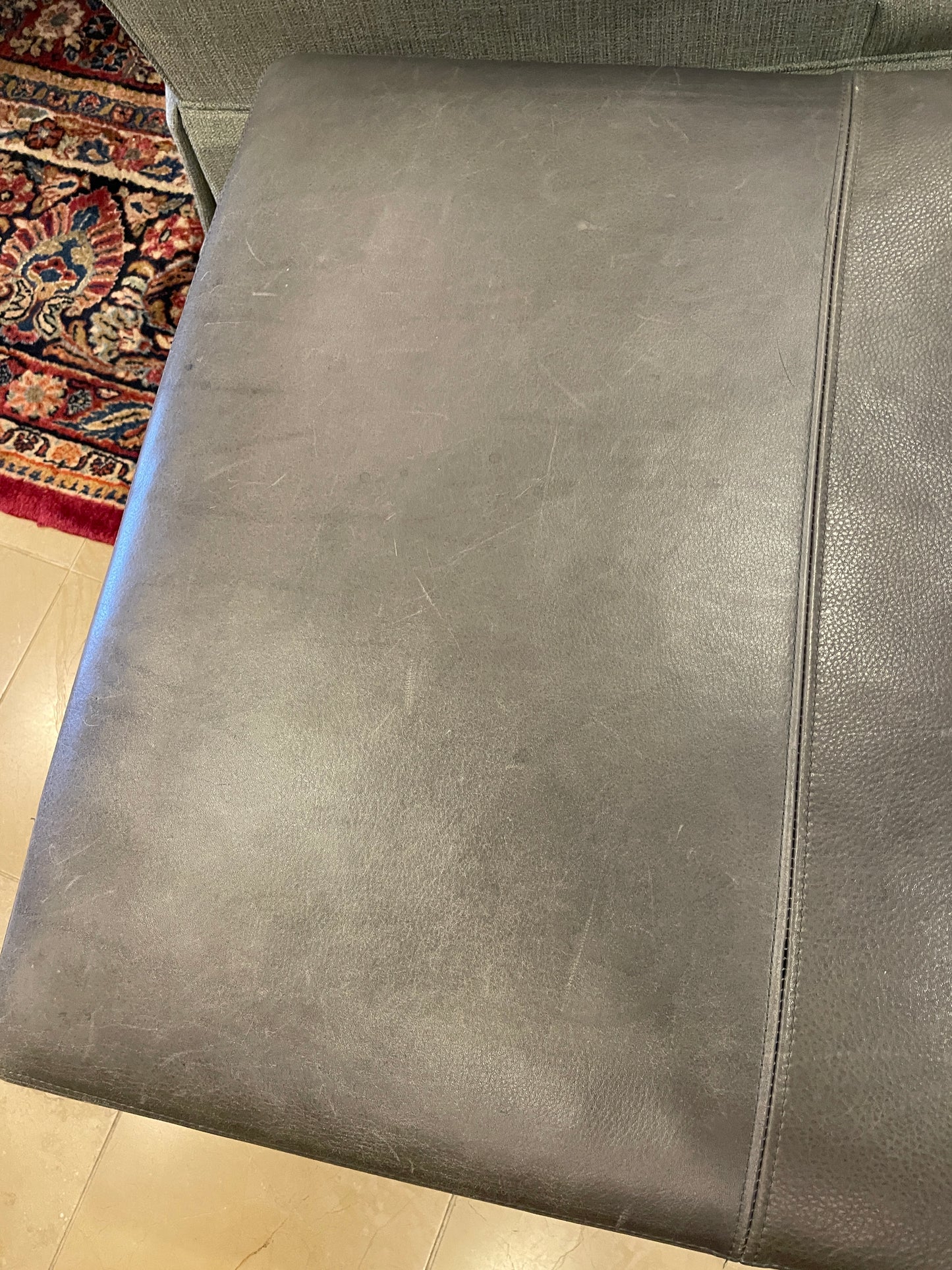 Crate and Barrel Leather Ottoman or Cocktail Table (01B027)